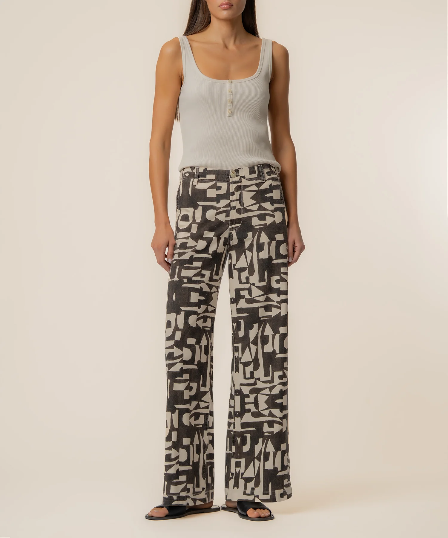 Meg Linen Wide Leg Pant, Petite in Chocolate