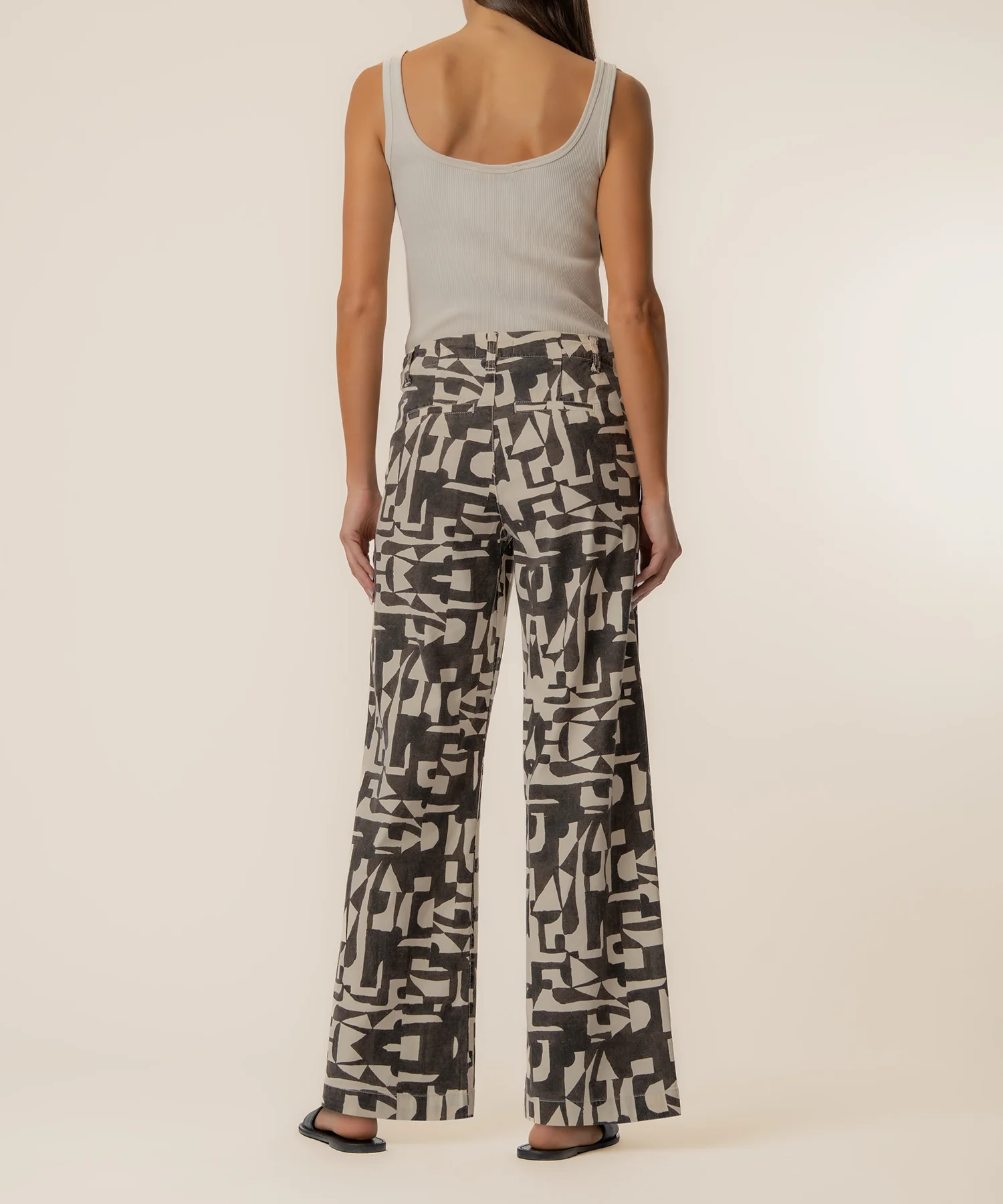 Meg Linen Wide Leg Pant, Petite in Chocolate - Image 3