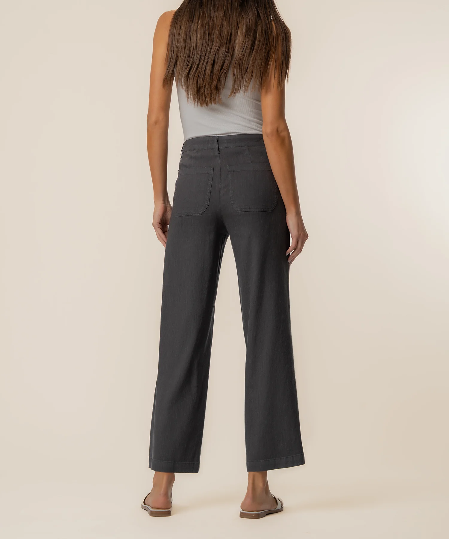 Topaz Linen Wide Leg in Charcoal - Image 3