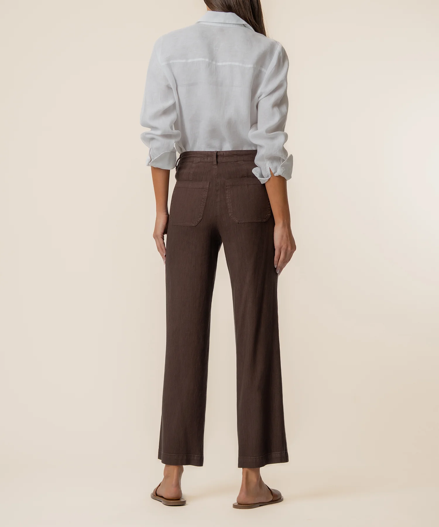 Topaz Linen Wide Leg in Chocolate - Image 3