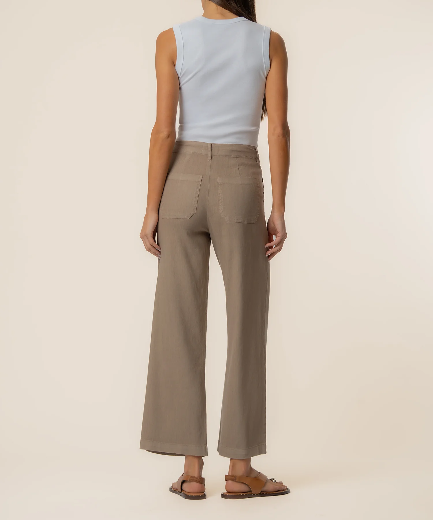 Topaz Linen Wide Leg in Khaki - Image 3