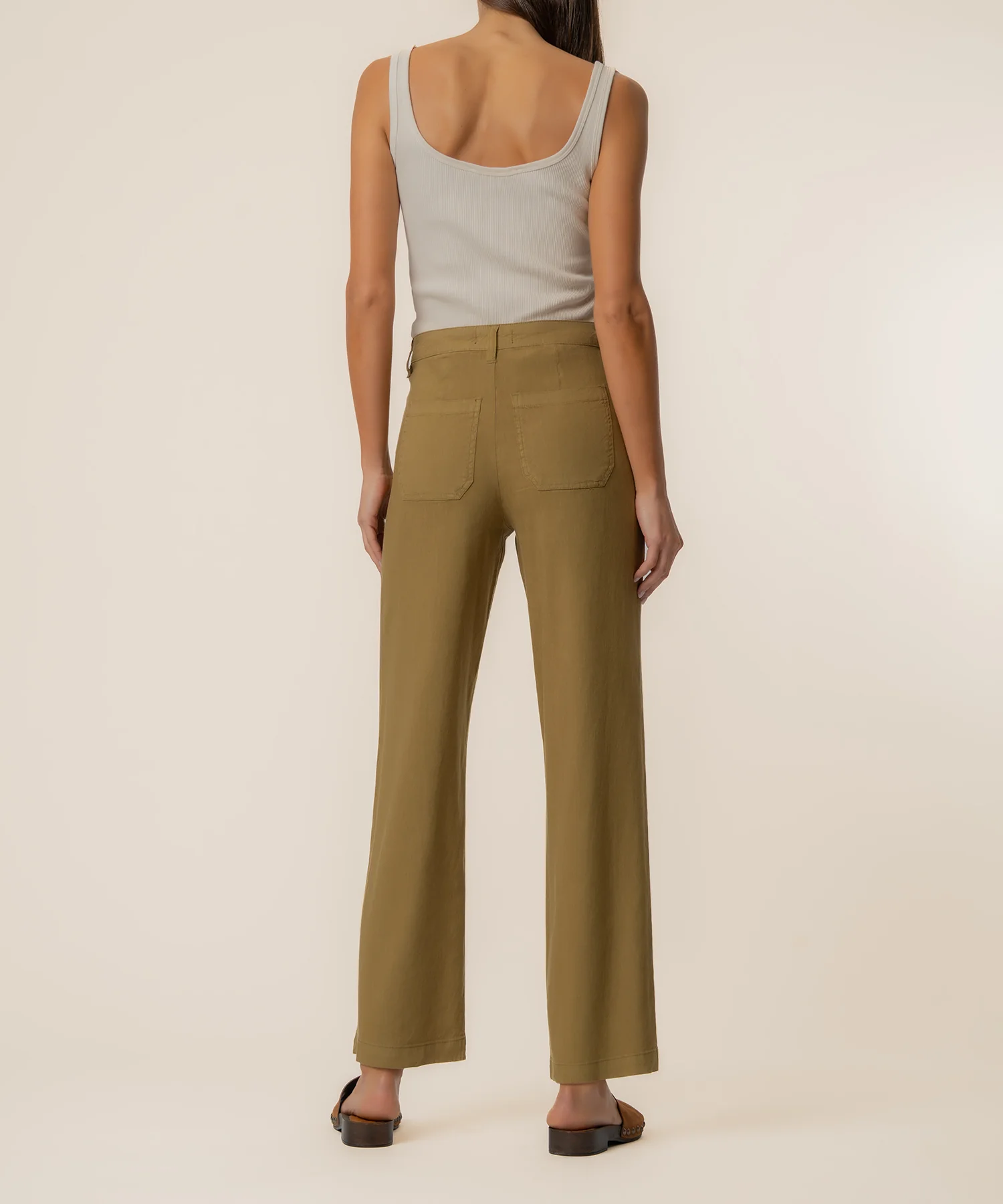 Topaz Linen Wide Leg, Petite in Artichoke - Image 3