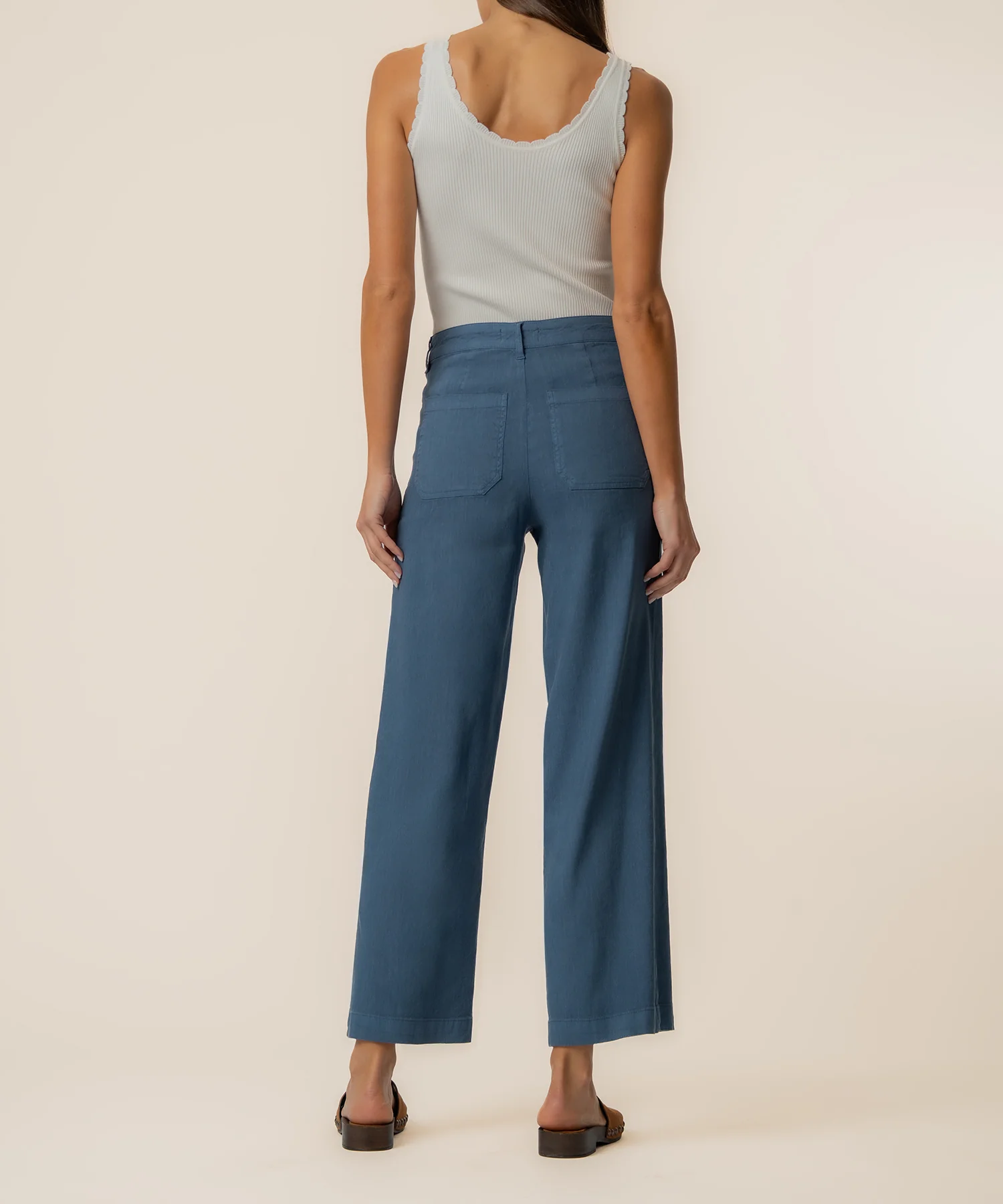 Topaz Linen Wide Leg, Petite in Coastal Blue - Image 2