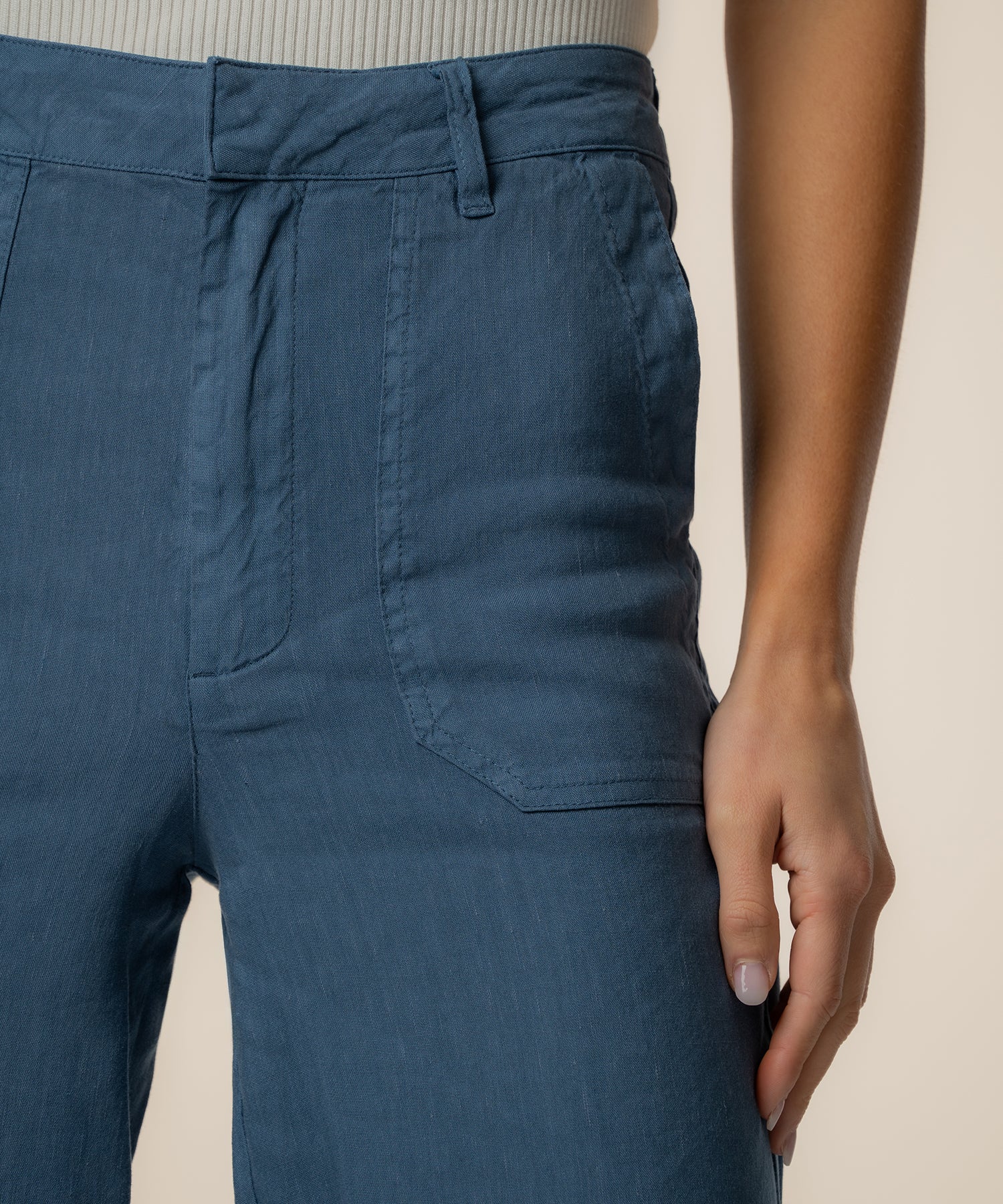 Topaz Linen Wide Leg, Petite in Coastal Blue - Image 4