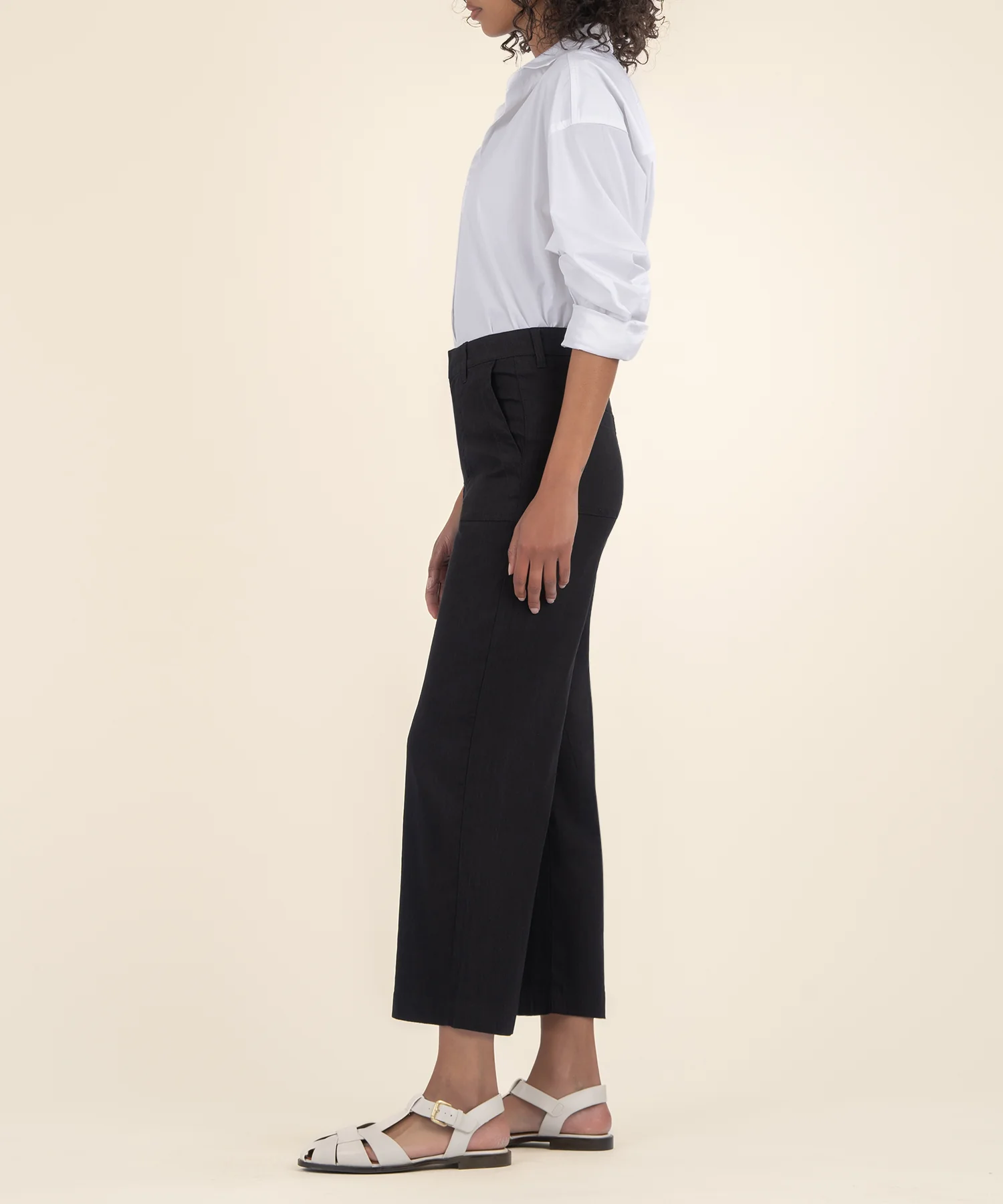 Topaz Linen Wide Leg, Petite in Black - Image 2