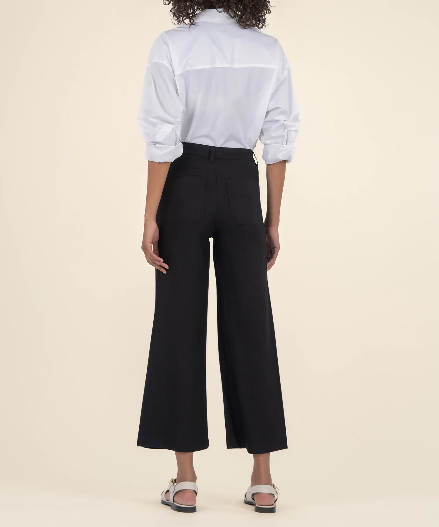 Topaz Linen Wide Leg, Petite in Black - Image 3