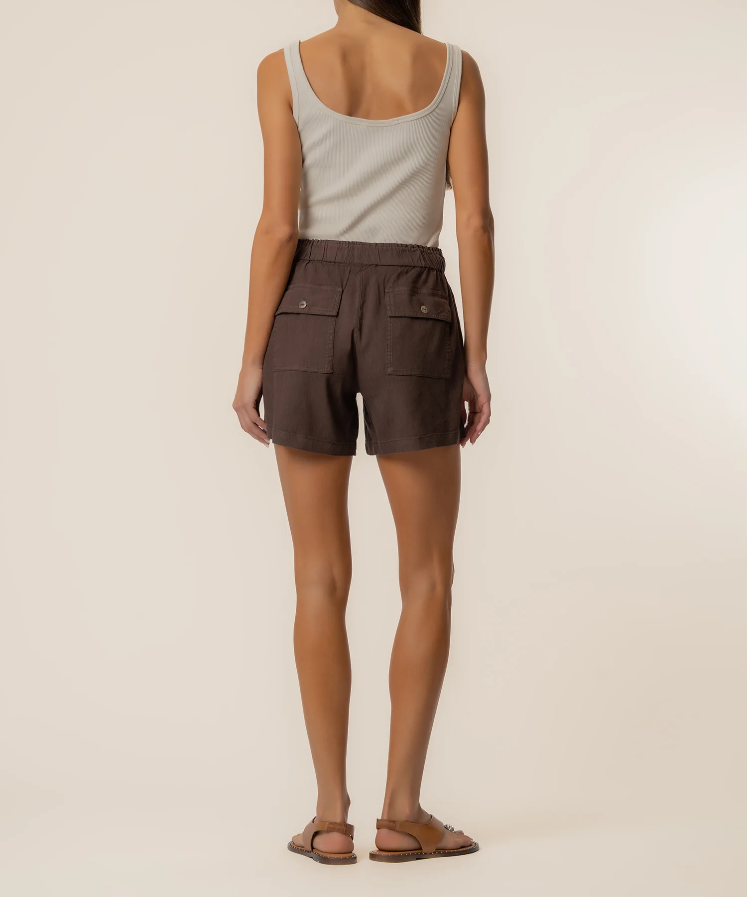 Katana Linen Drawstring Short in Chocolate - Image 3