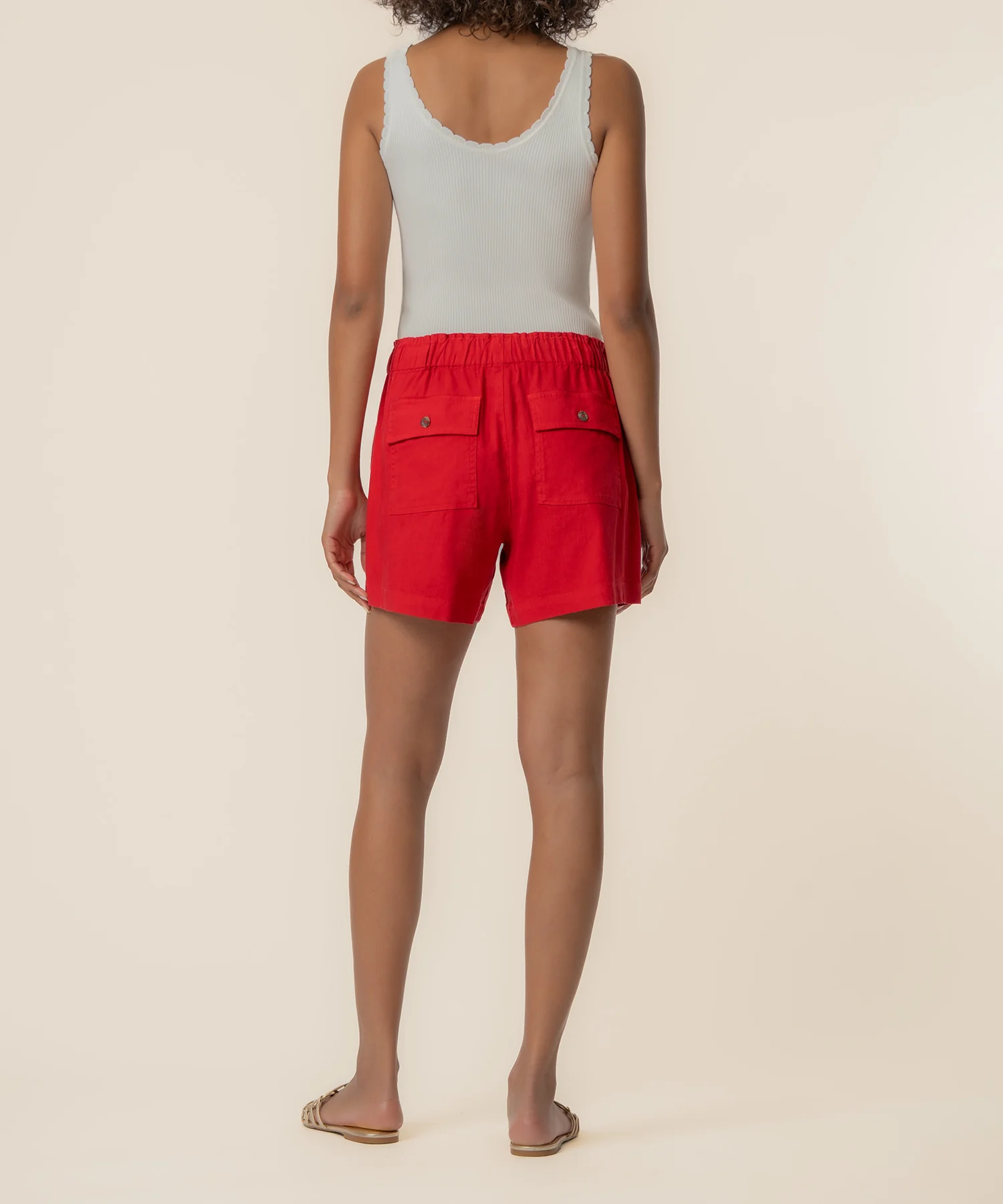 Katana Linen Drawstring Short in Tomato - Image 3
