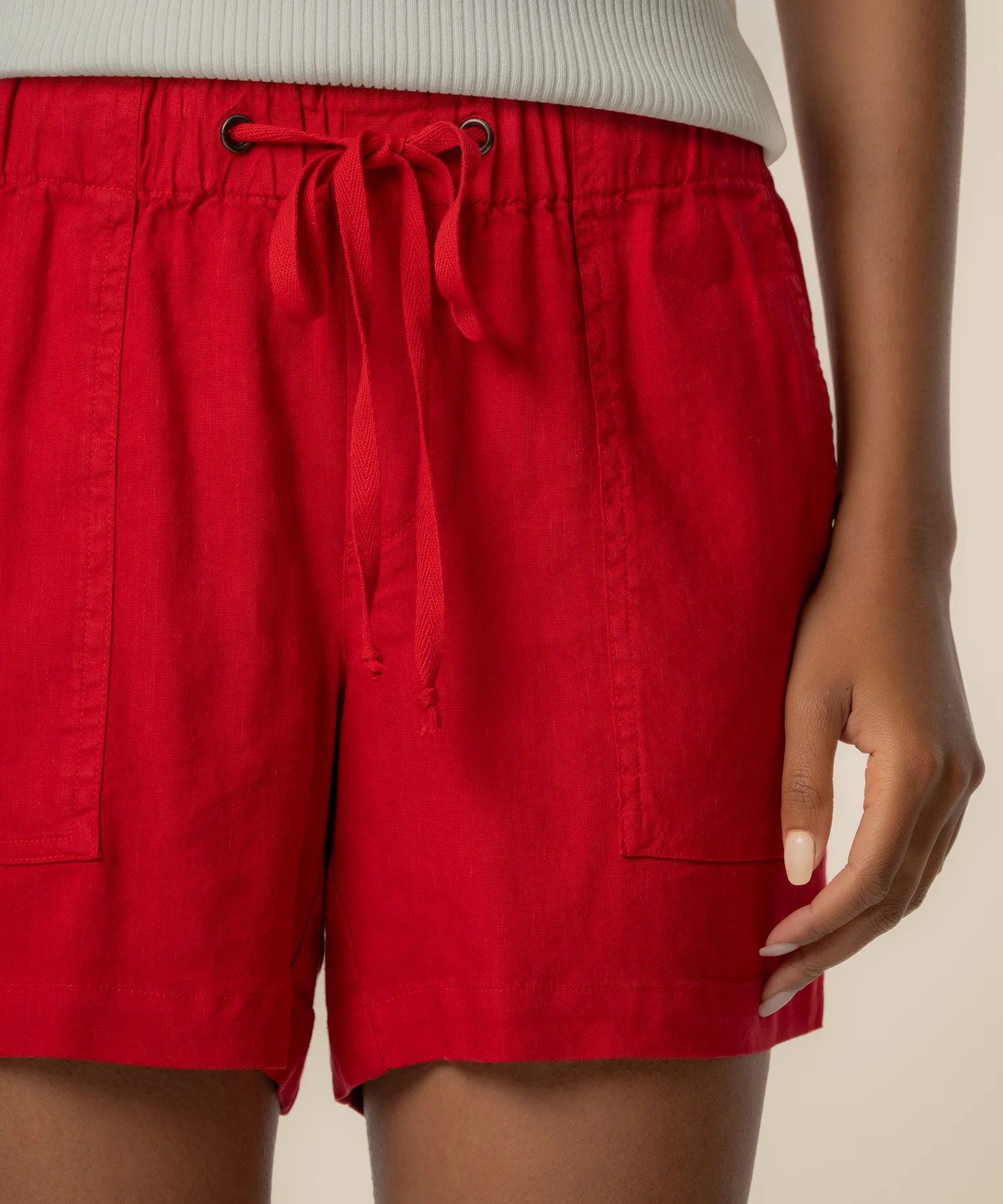 Katana Linen Drawstring Short in Tomato - Image 4