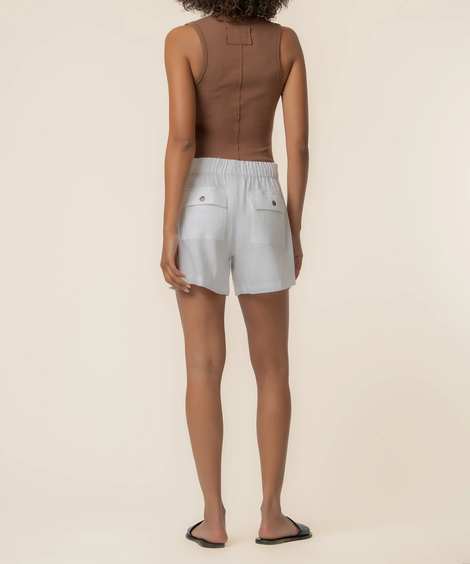 Katana Linen Drawstring Short in White - Image 3
