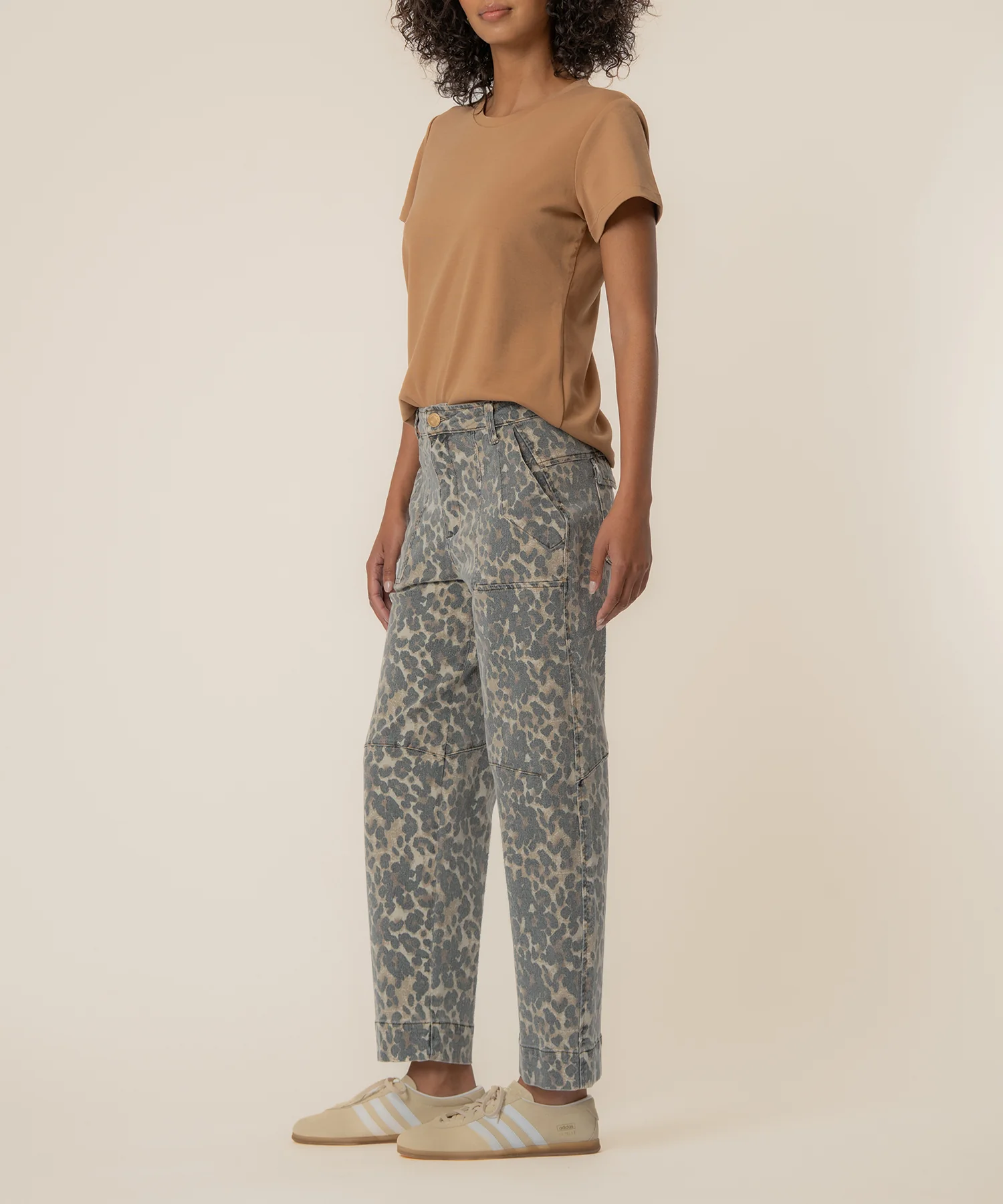 Ashton High Rise Wide Leg Barrel, Exclusive in Tan/Brown - Image 3
