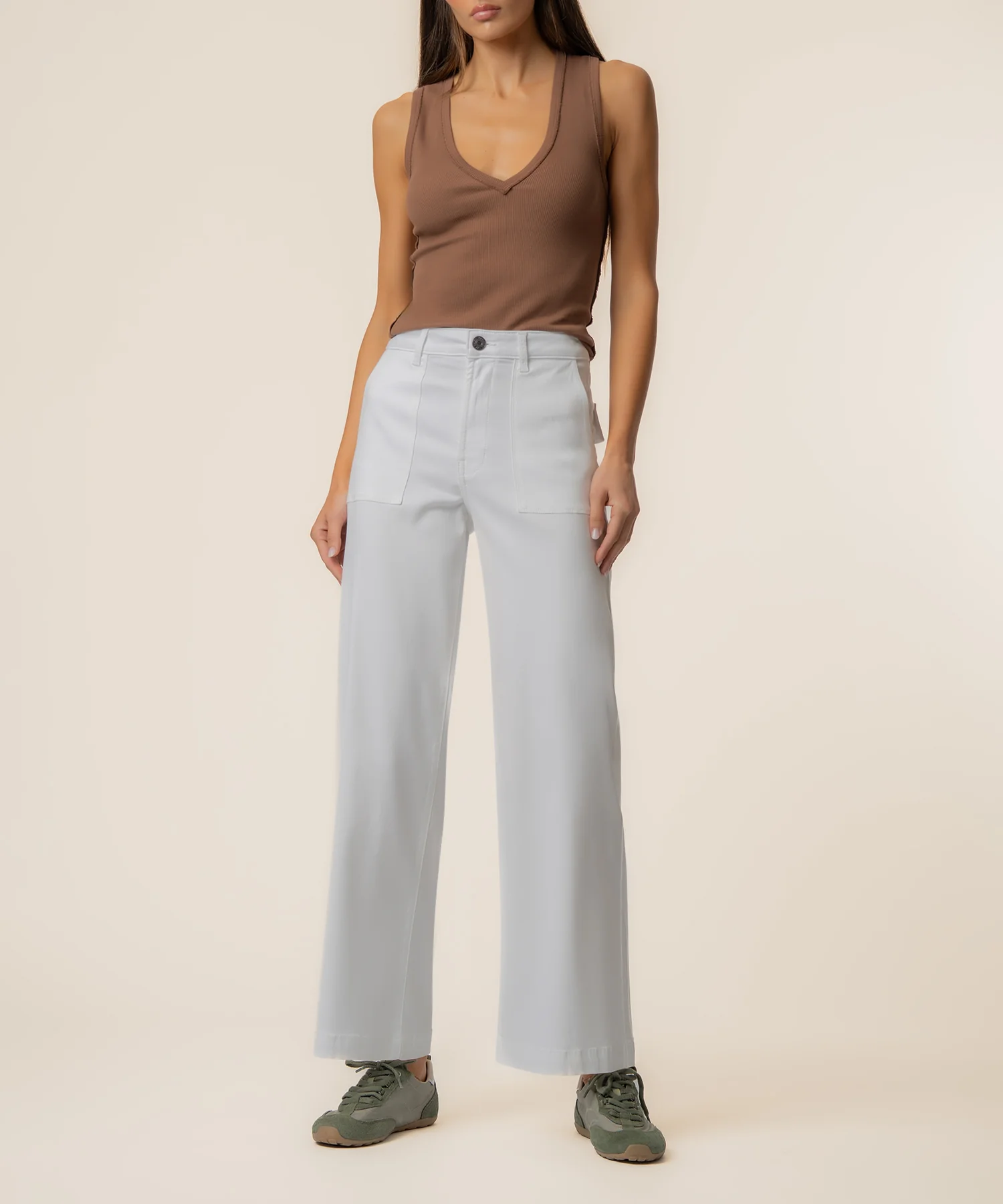 Meg High Rise Wide Leg in White
