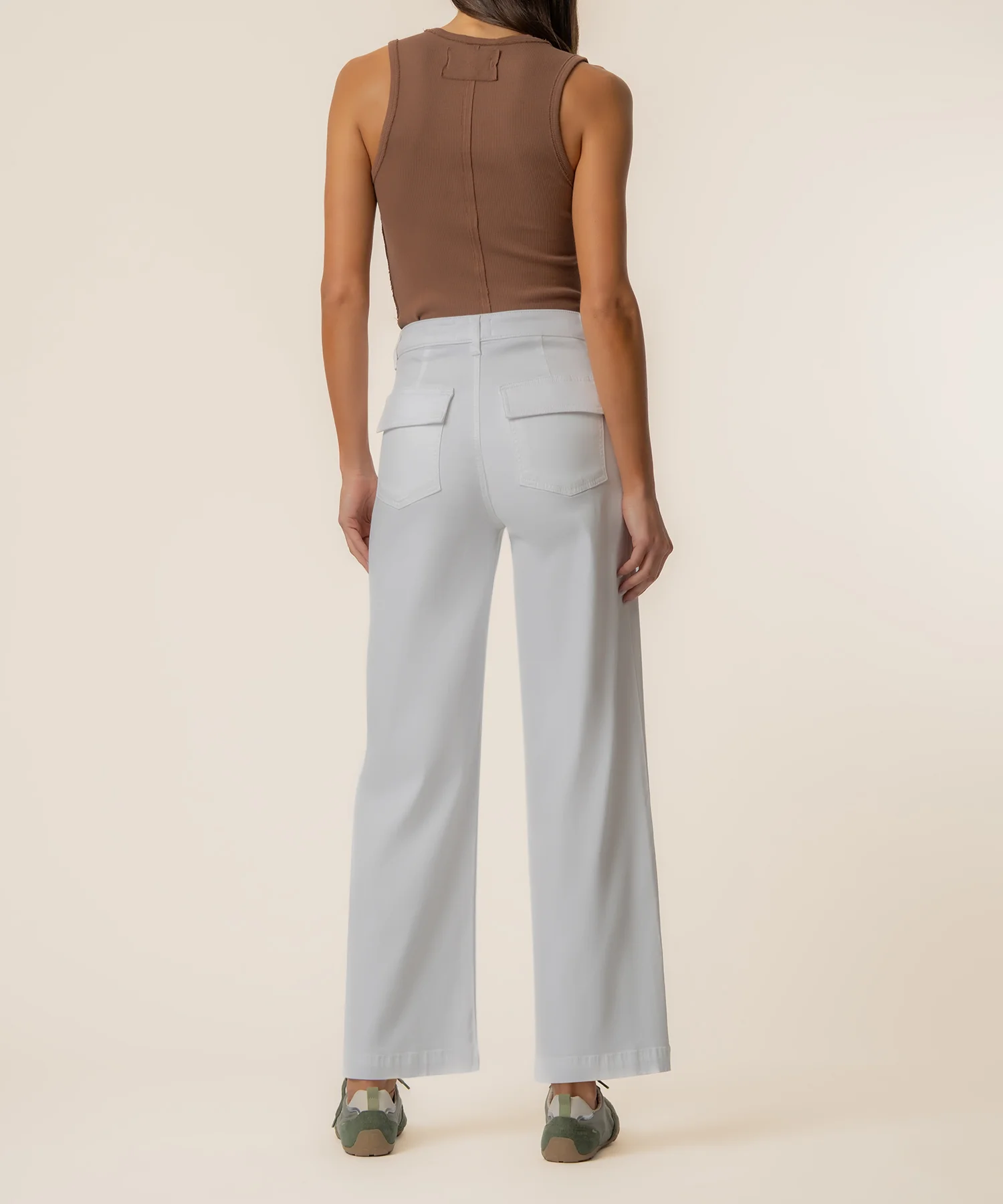 Meg High Rise Wide Leg in White - Image 3