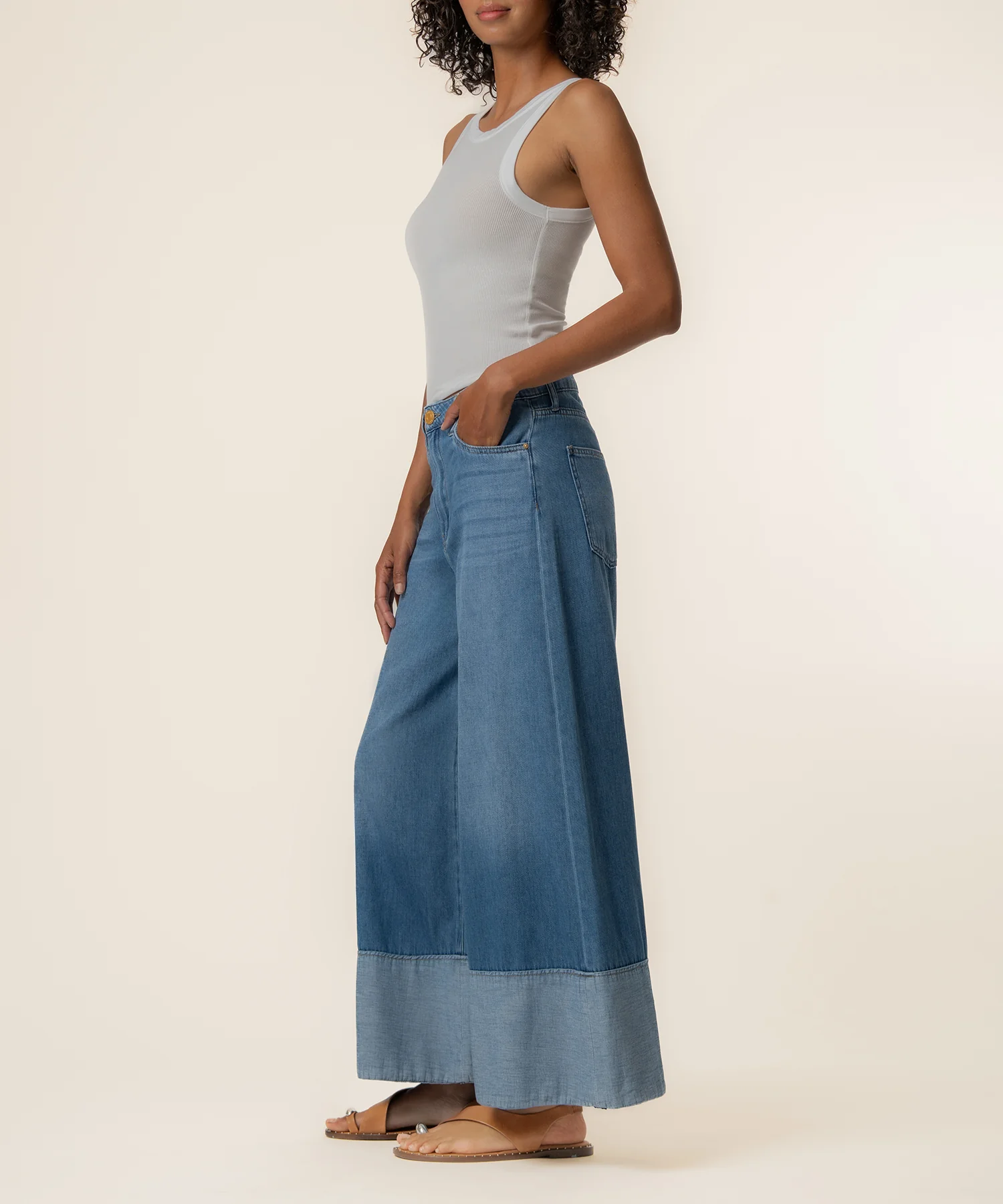 Blake High Rise Crop Wide Leg in Medium Wash - Image 2