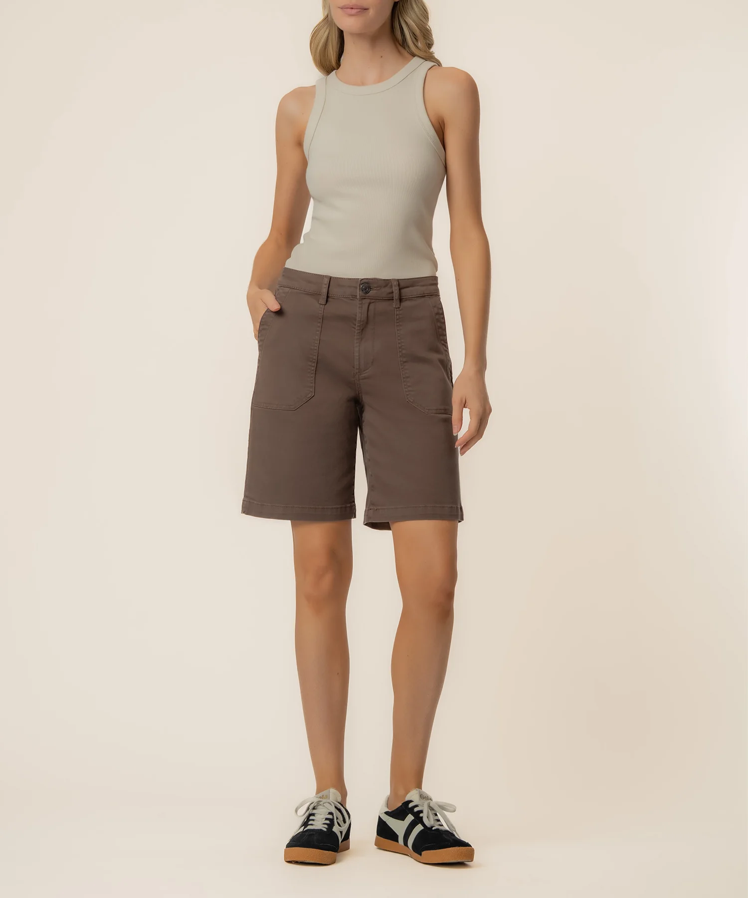 Hailey High Rise Bermuda Short, Exclusive in Chocolate