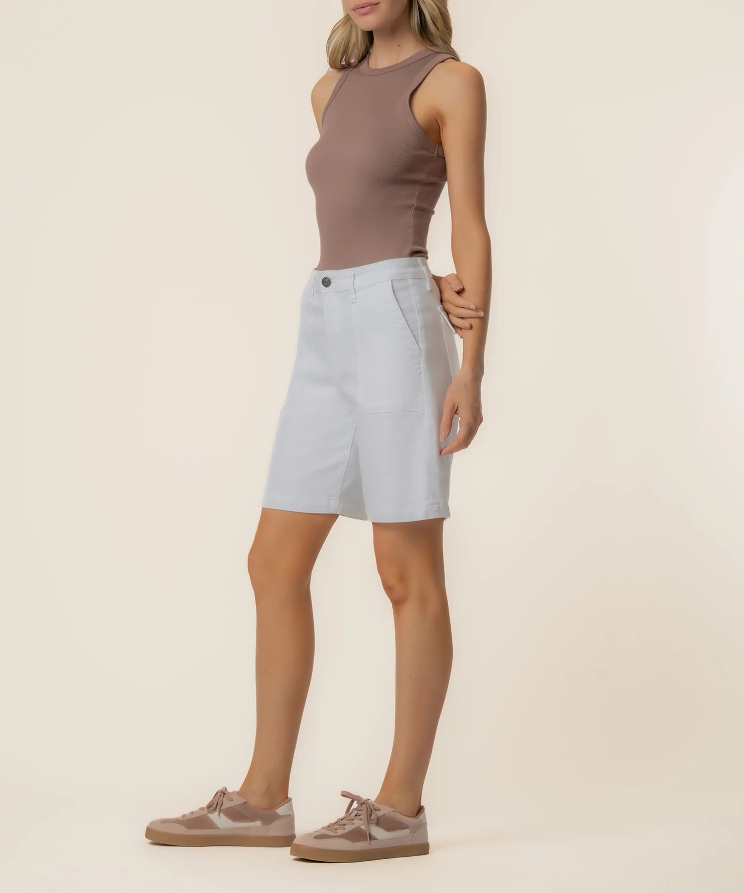 Hailey High Rise Bermuda Short, Exclusive in Optic White - Image 2
