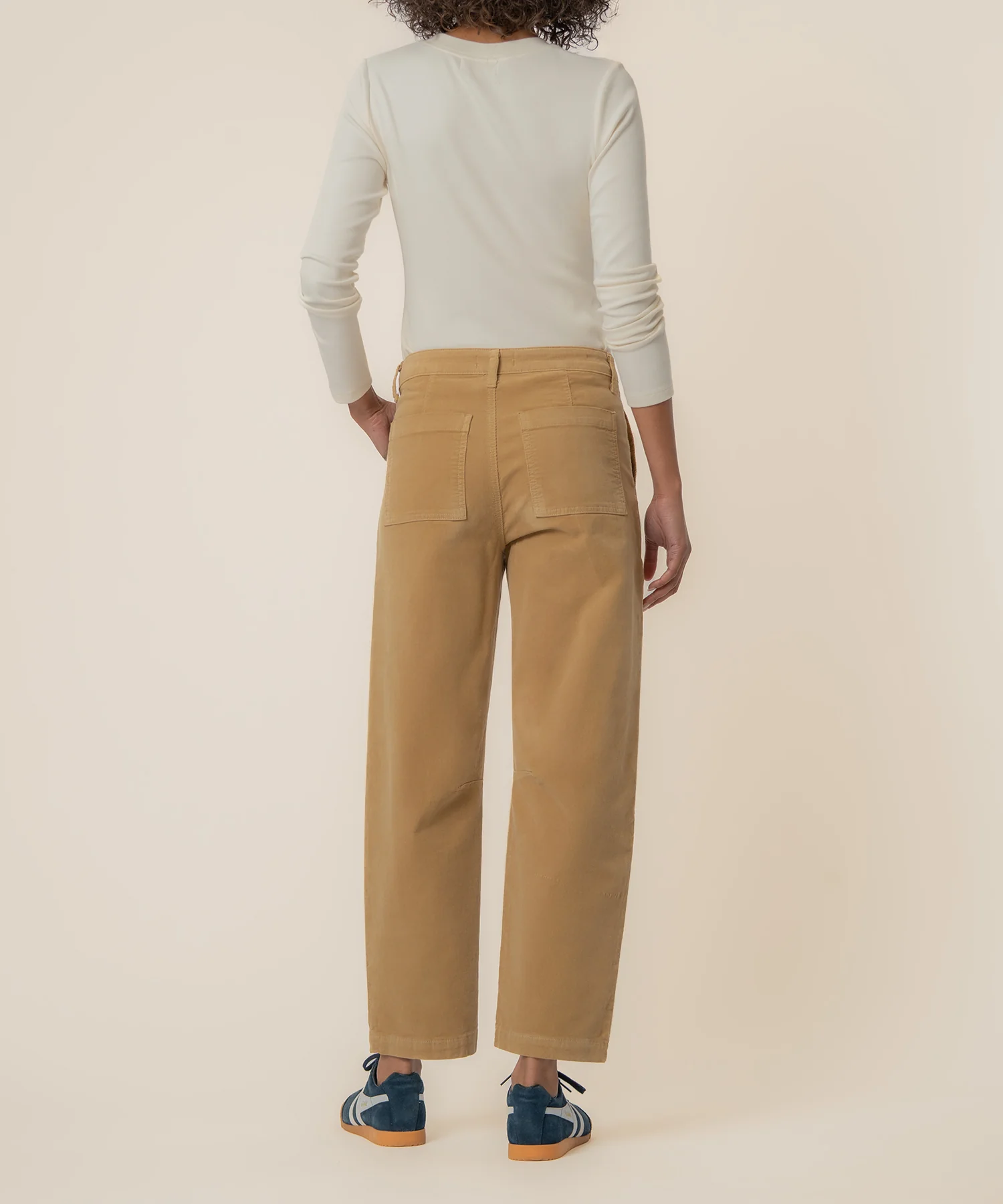 Ashton Corduroy High Rise Barrel, Exclusive in Khaki - Image 3