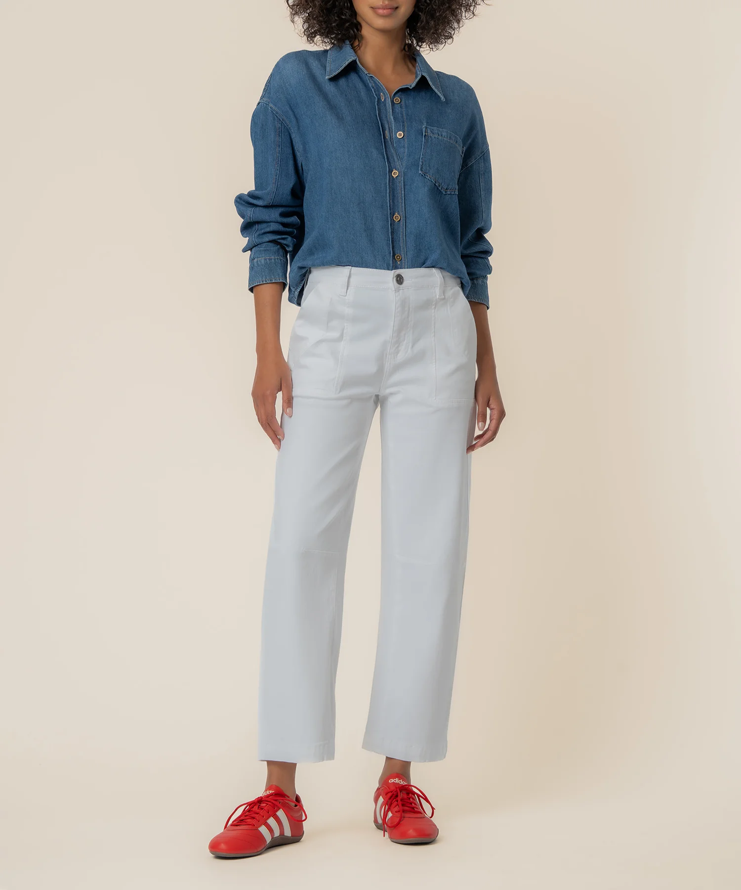 Ashton High Rise Wide Leg Barrel in Optic White