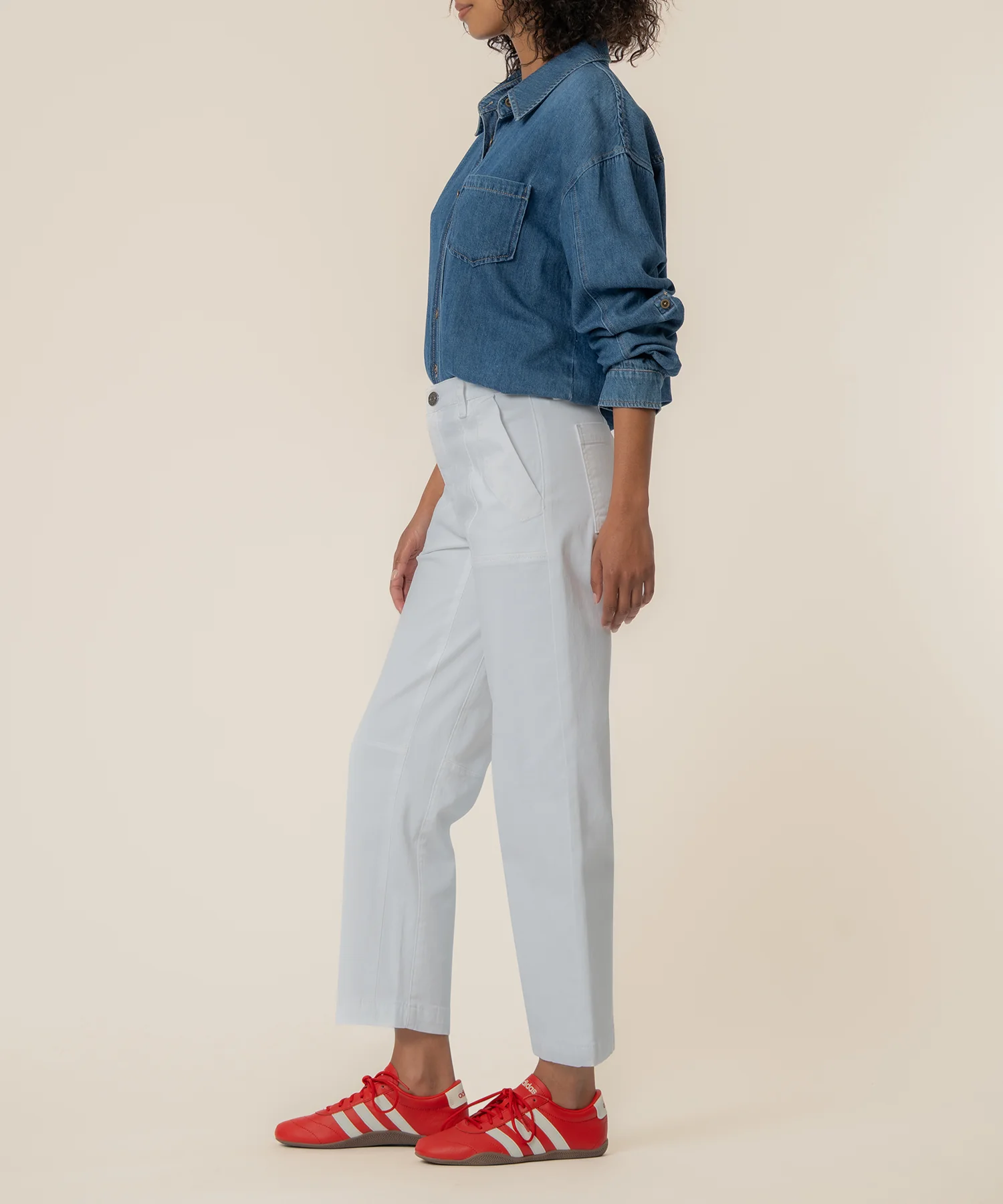 Ashton High Rise Wide Leg Barrel in Optic White - Image 2