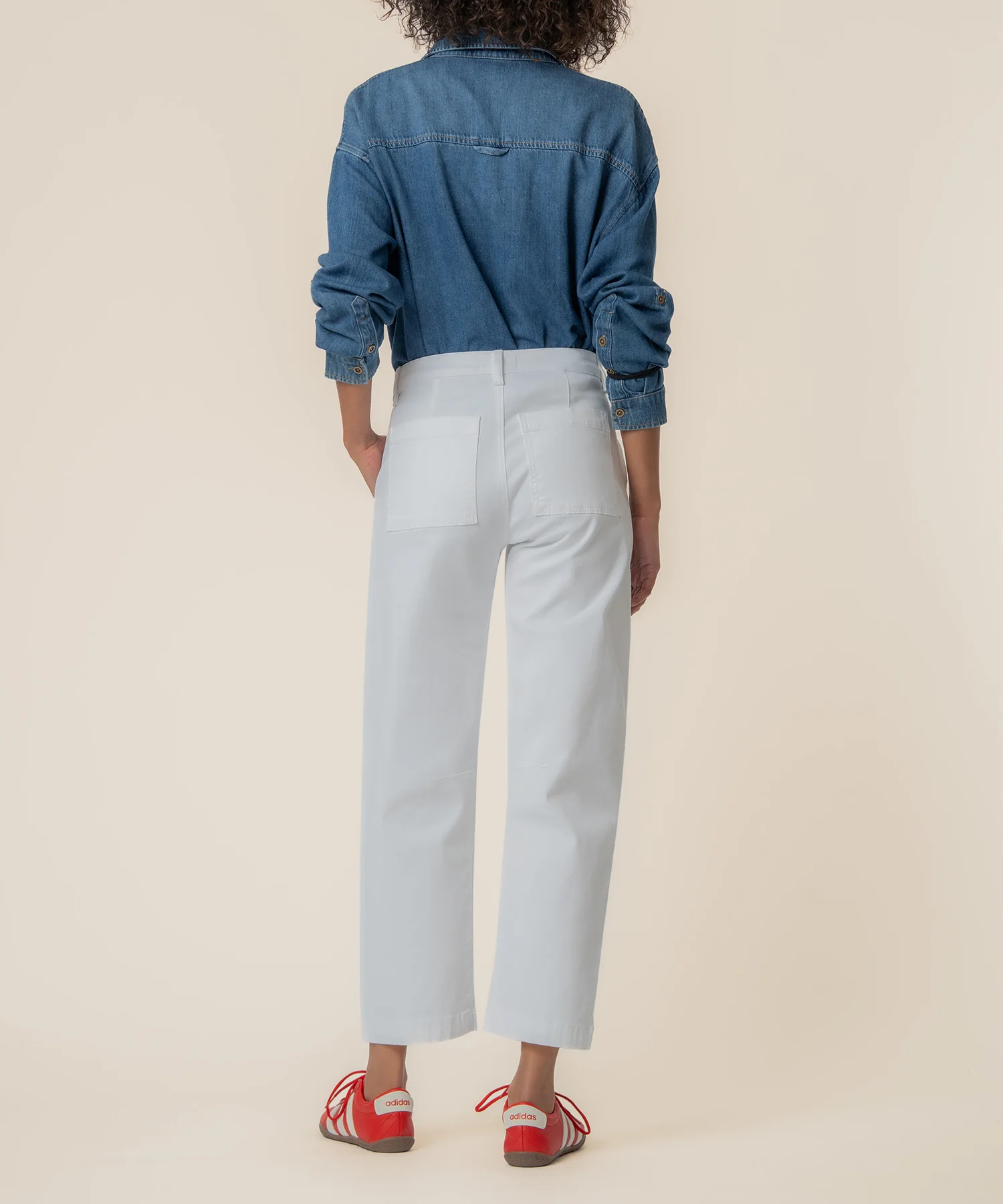 Ashton High Rise Wide Leg Barrel in Optic White - Image 3