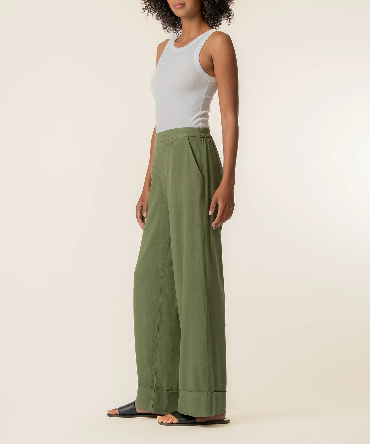Meg Linen High Rise Wide Leg in Dill - Image 2