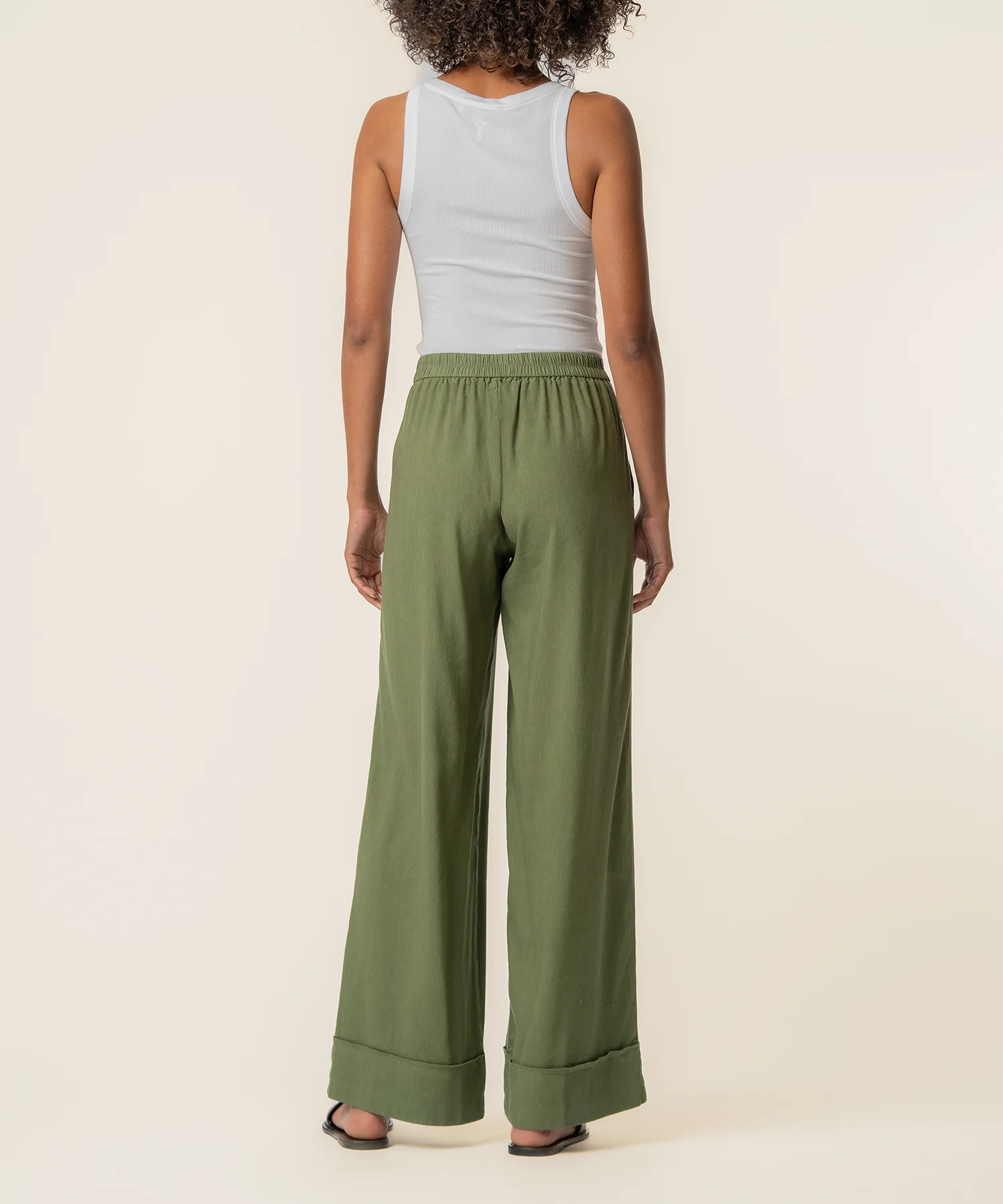 Meg Linen High Rise Wide Leg in Dill - Image 3
