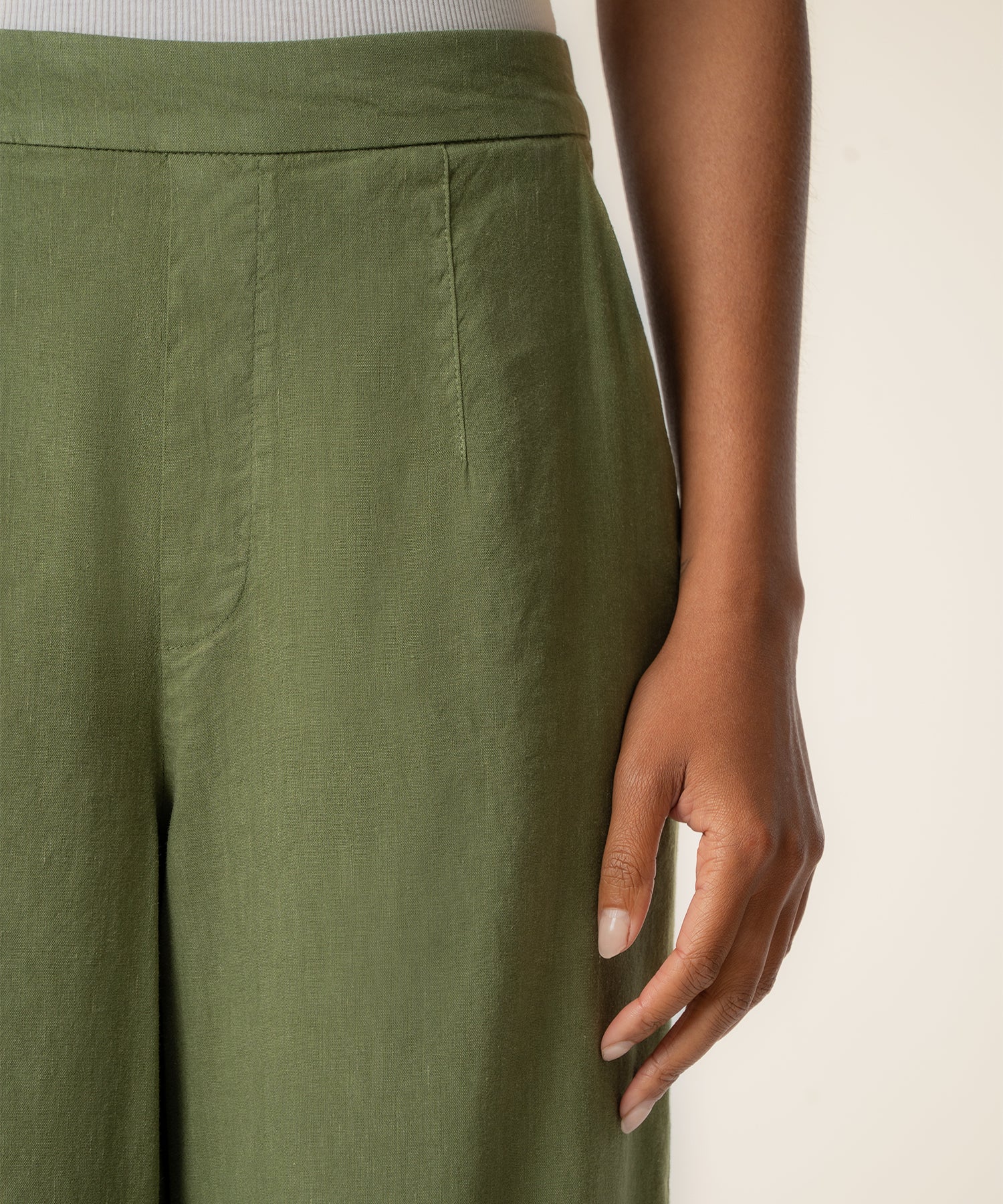 Meg Linen High Rise Wide Leg in Dill - Image 4