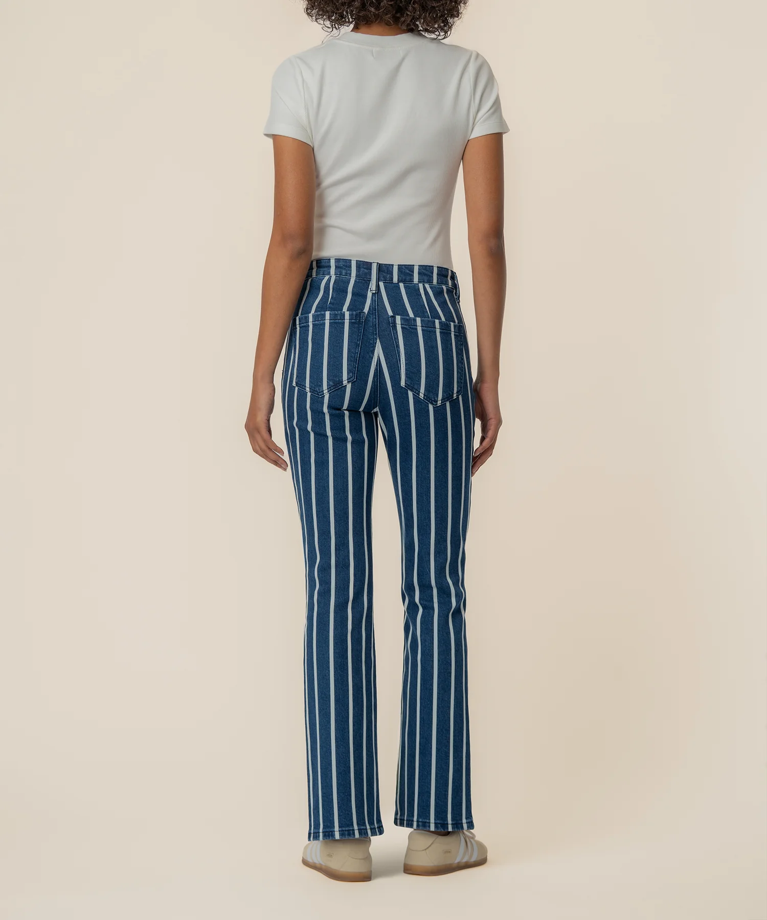 Kelsey High Rise Ankle Flare in Indigo/White - Image 3