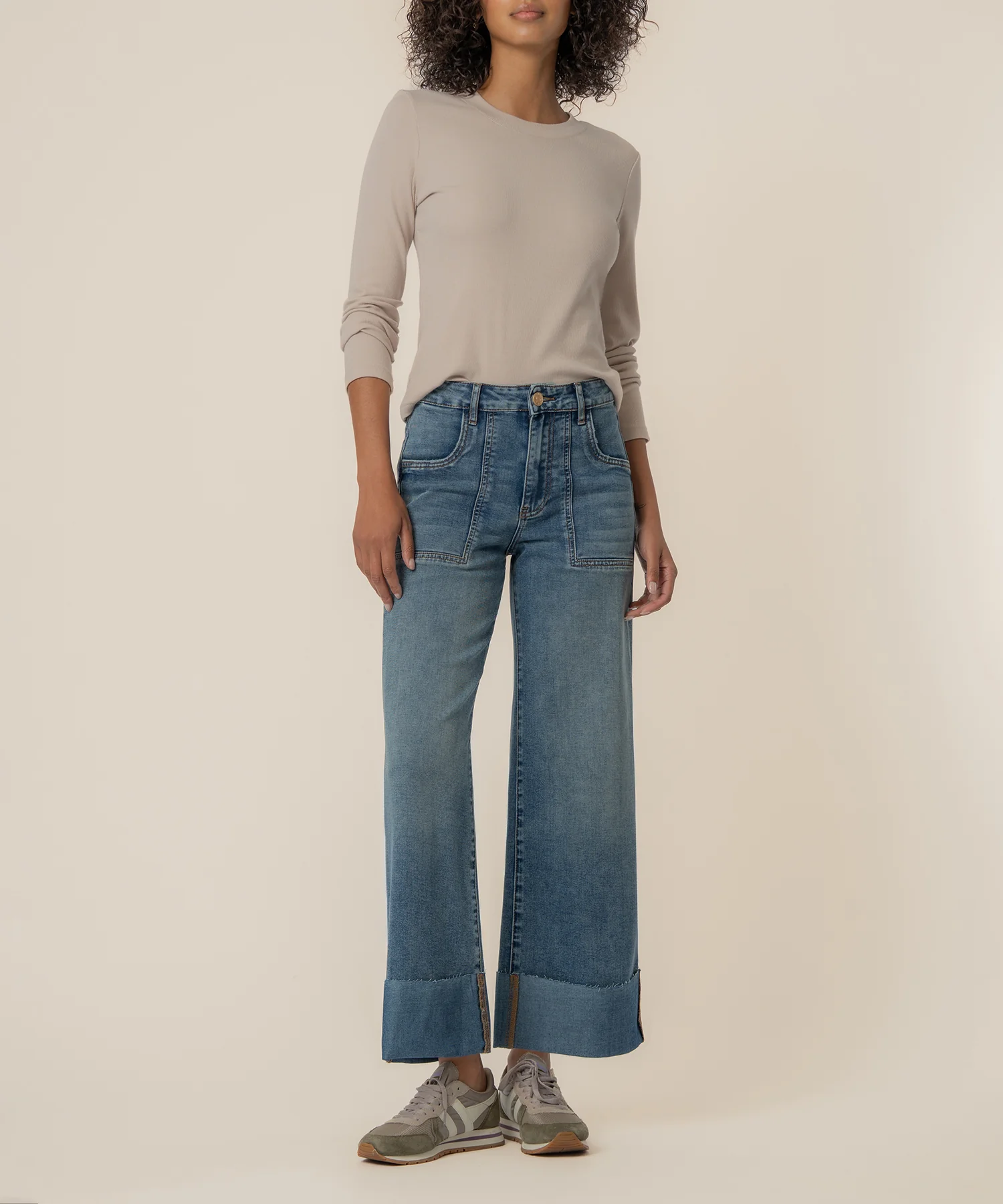 Meg High Rise Wide Legs, Petite in Witted Wash