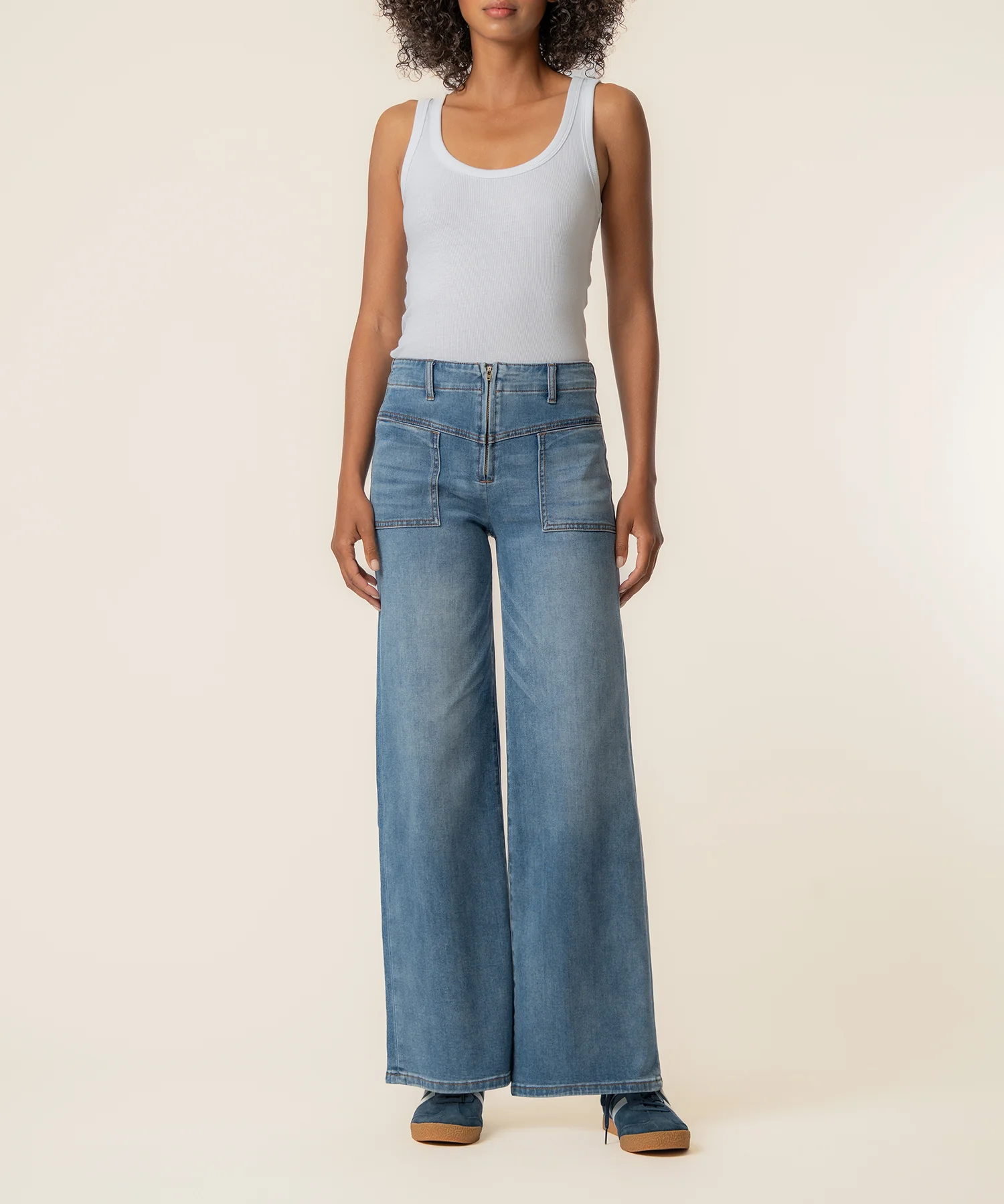 Meg High Rise Wide Leg, Long Inseam in Queenly Wash