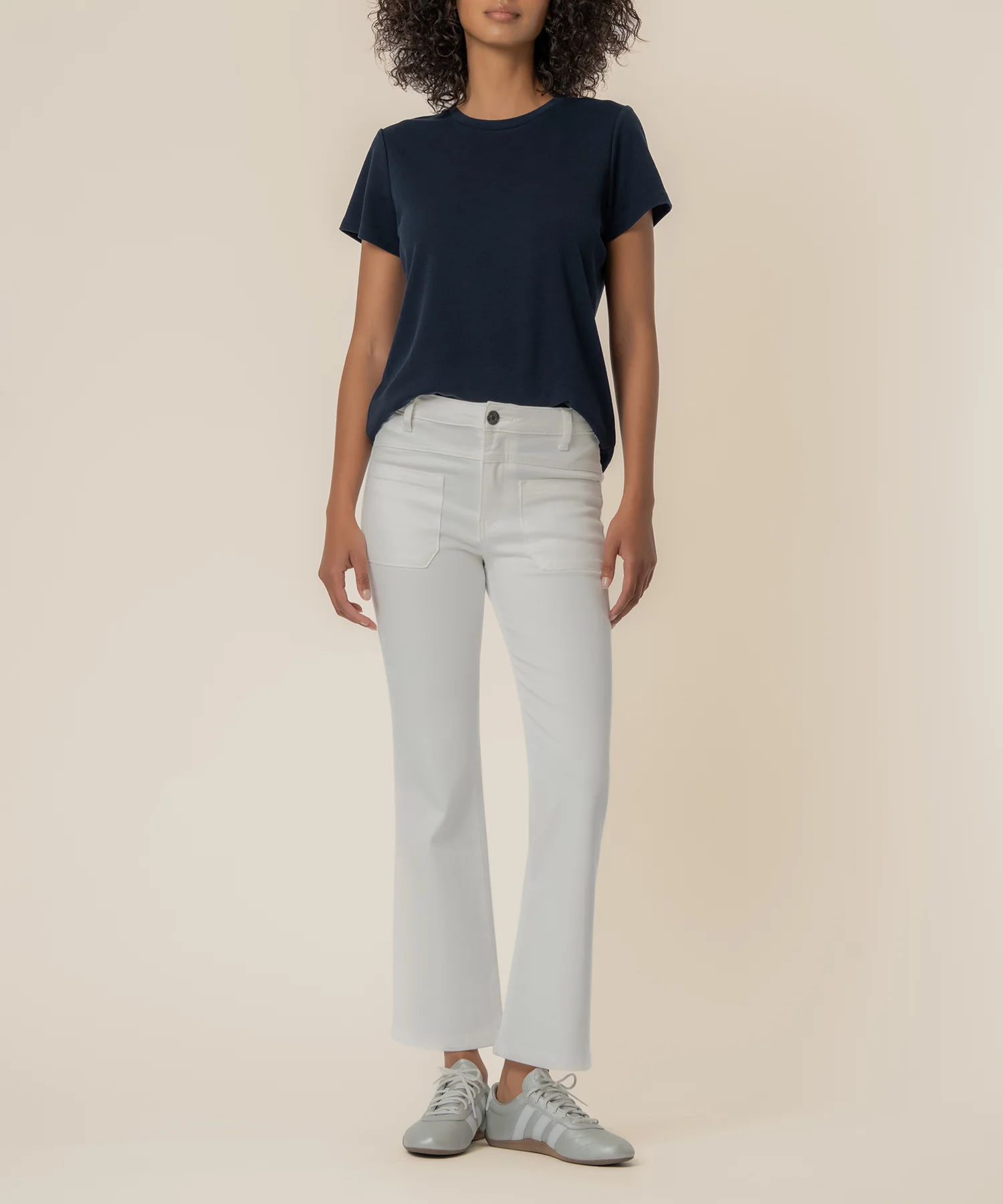 Kelsey High Rise Flare in White