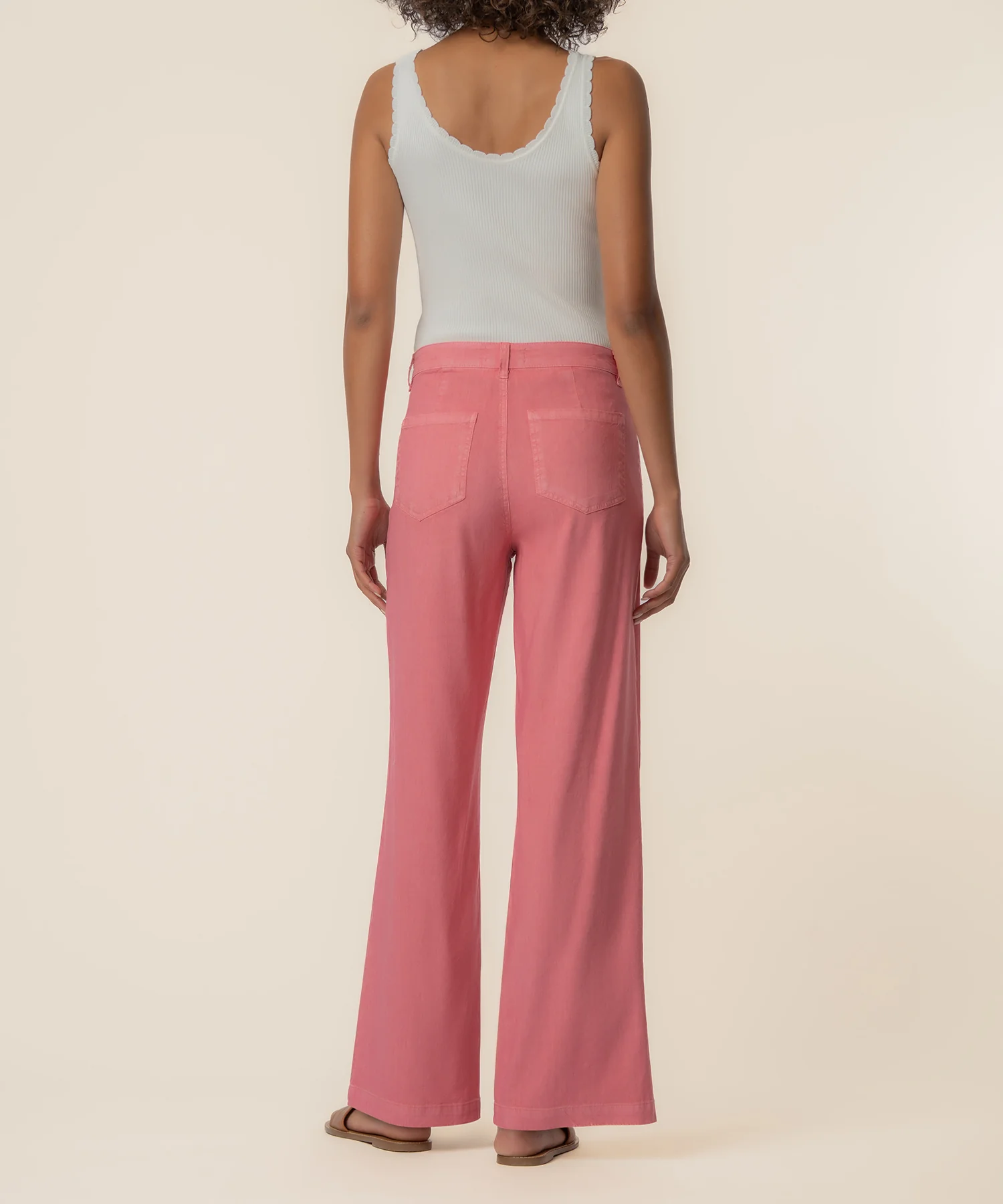 Meg Linen High Rise Wide Leg in Flamingo - Image 3