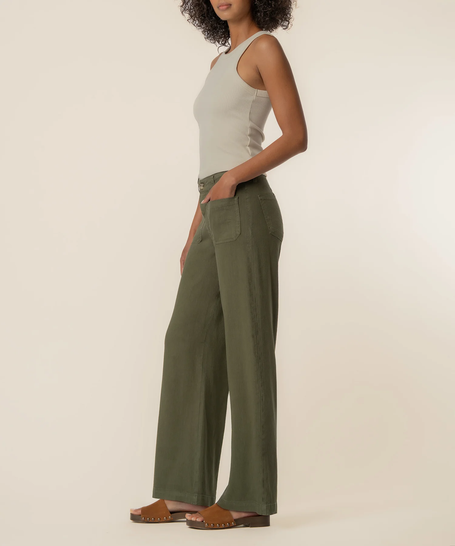 Meg Linen High Rise Wide Leg in Forest - Image 2