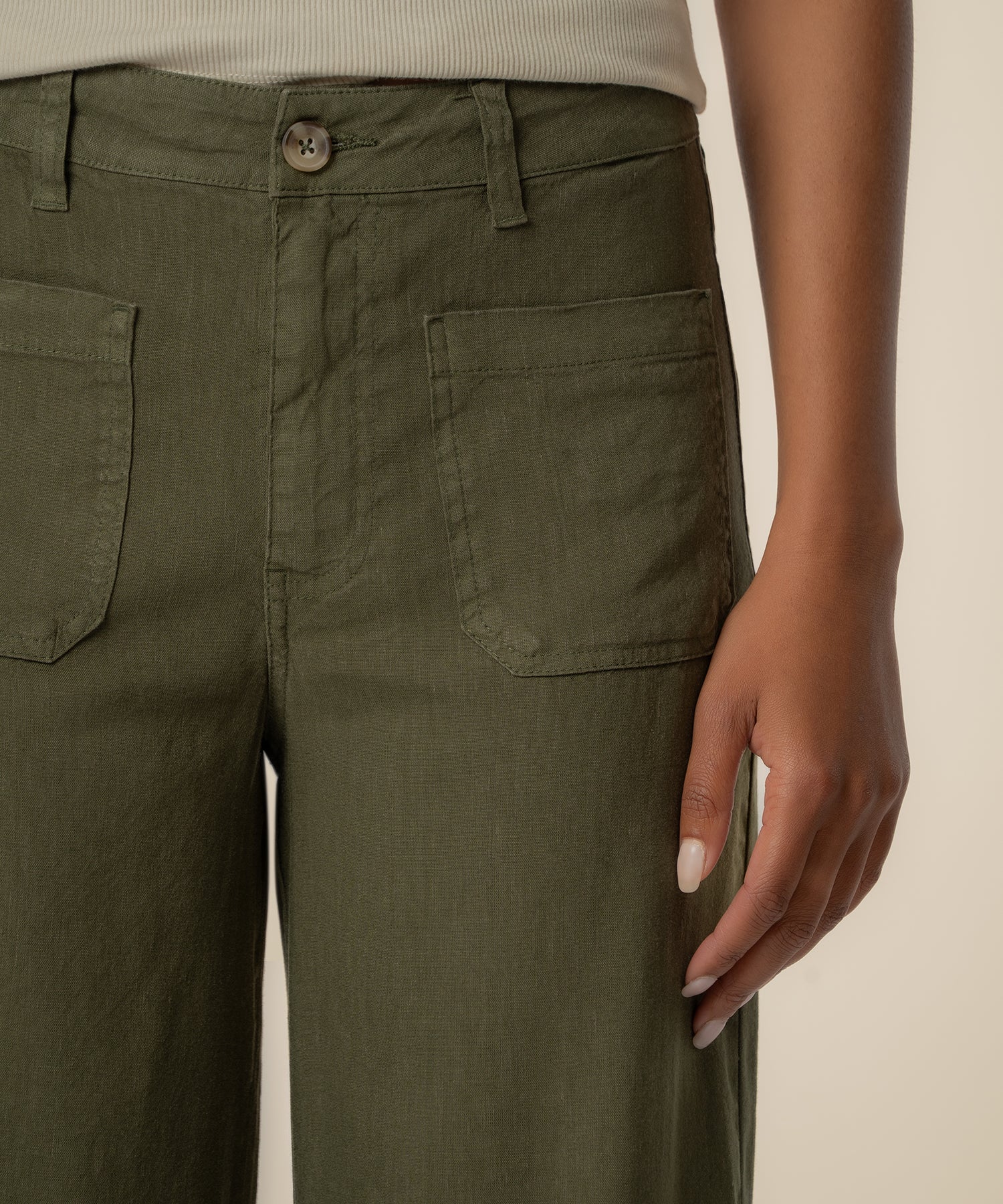 Meg Linen High Rise Wide Leg in Forest - Image 4