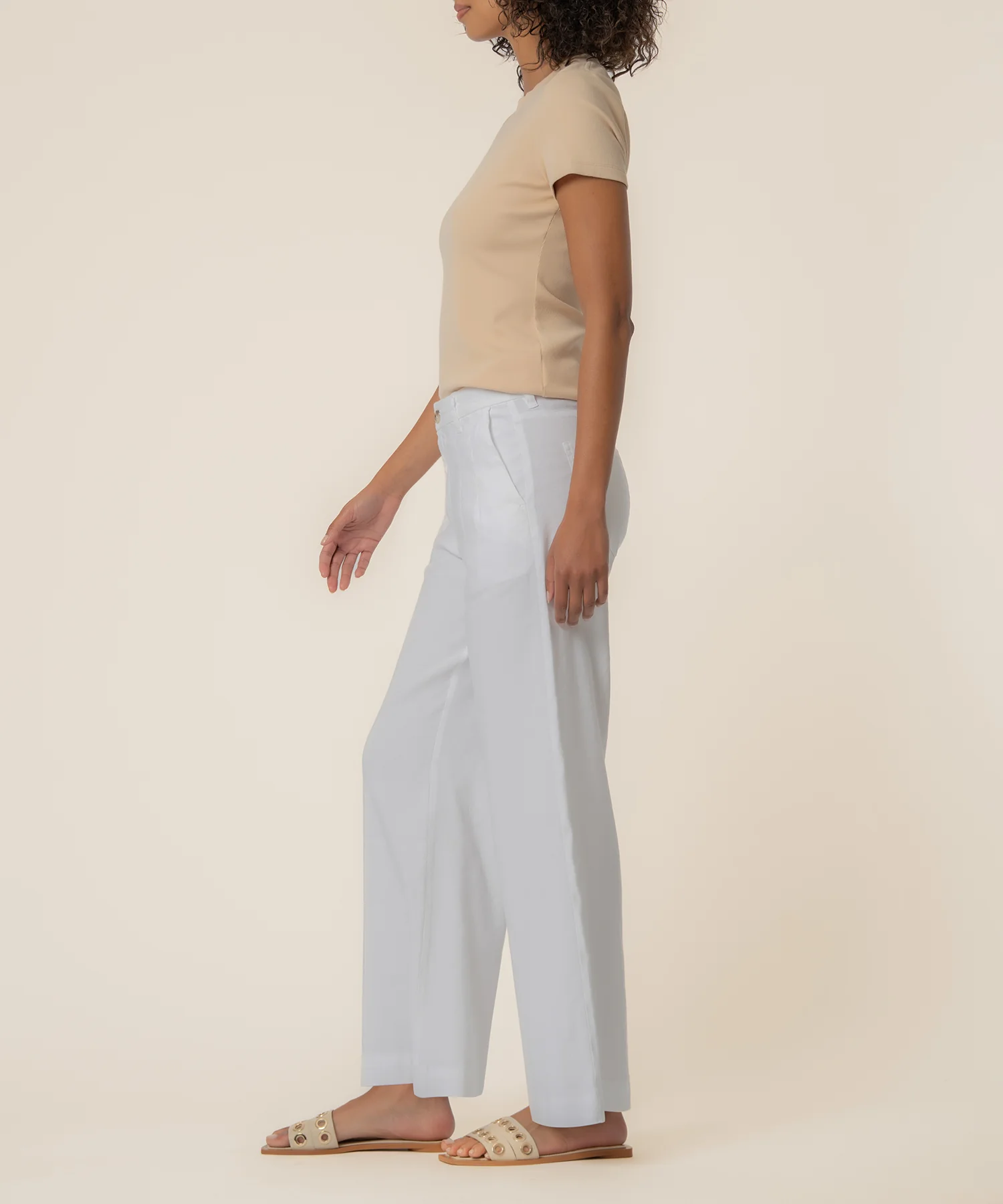 Meg Linen High Rise Wide Straight Leg in White - Image 2
