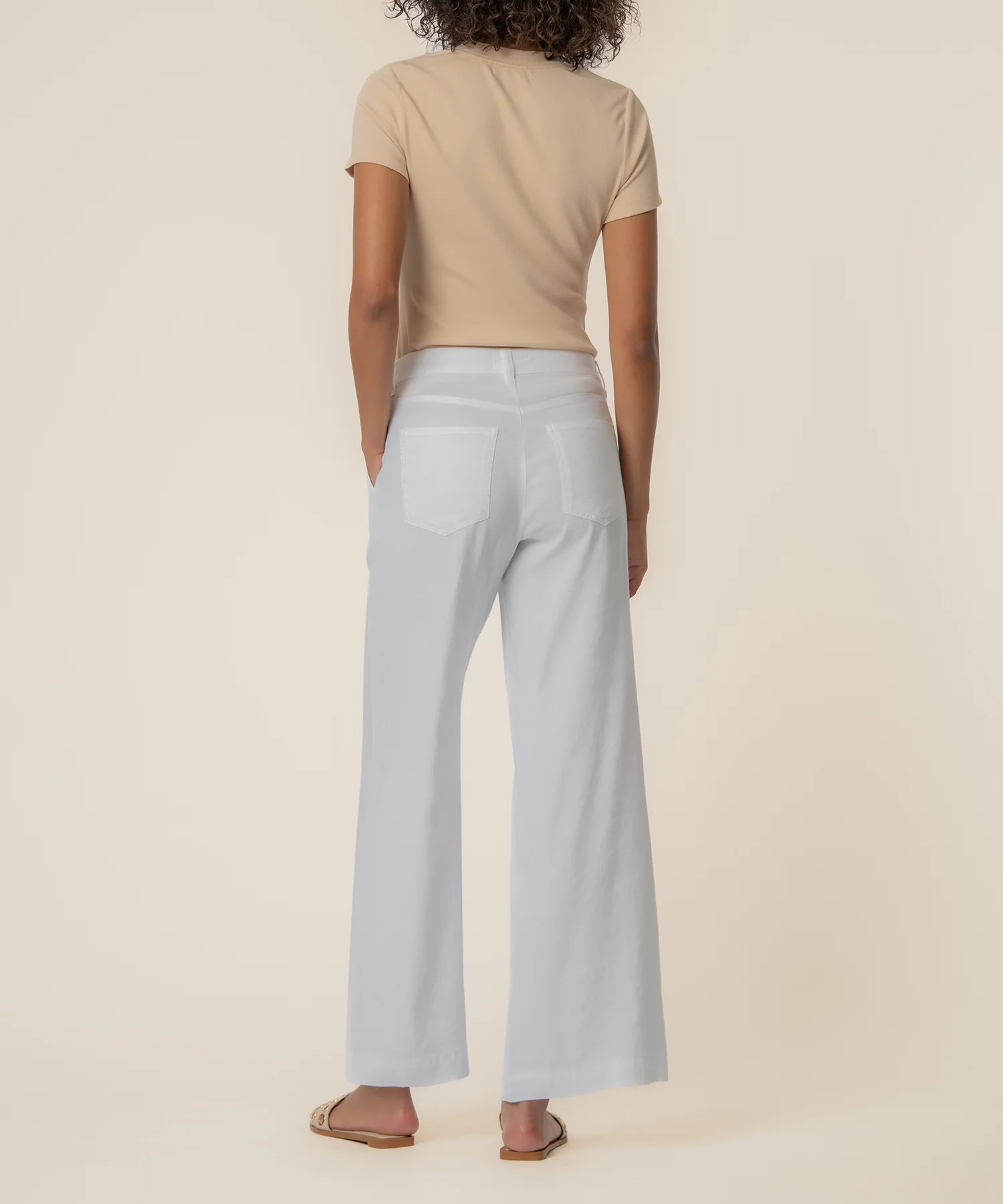 Meg Linen High Rise Wide Straight Leg in White - Image 3