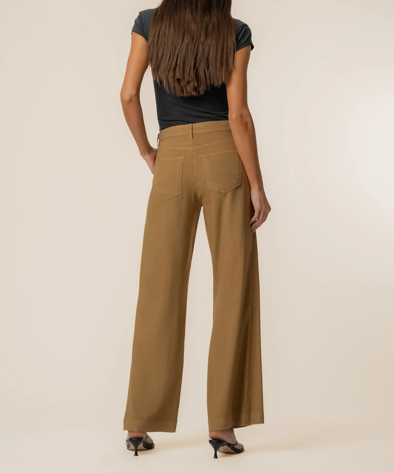 Meg Linen High Rise Wide Straight Leg in Wood - Image 3