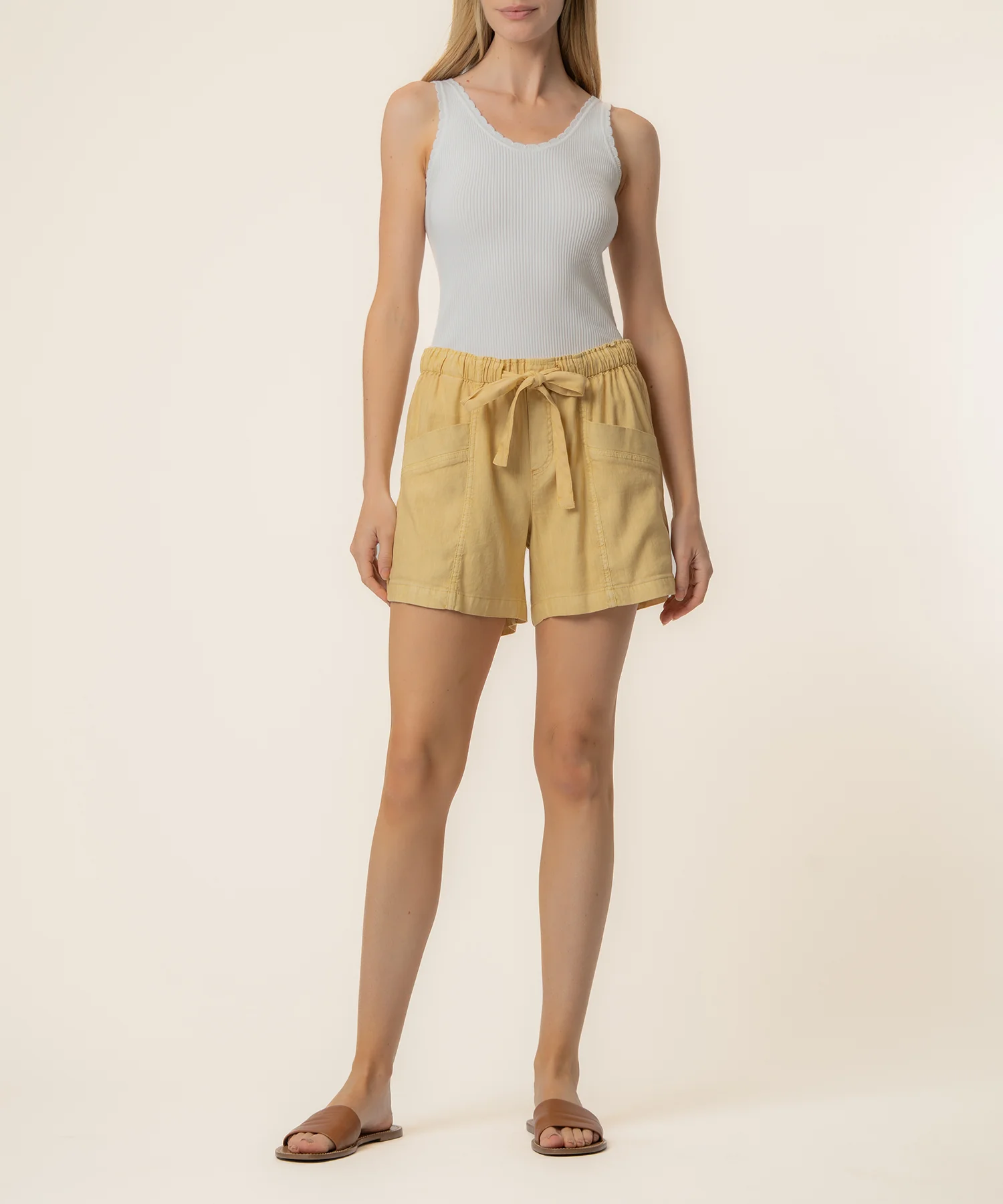 Preston Linen High Rise Short in Mustard Gold