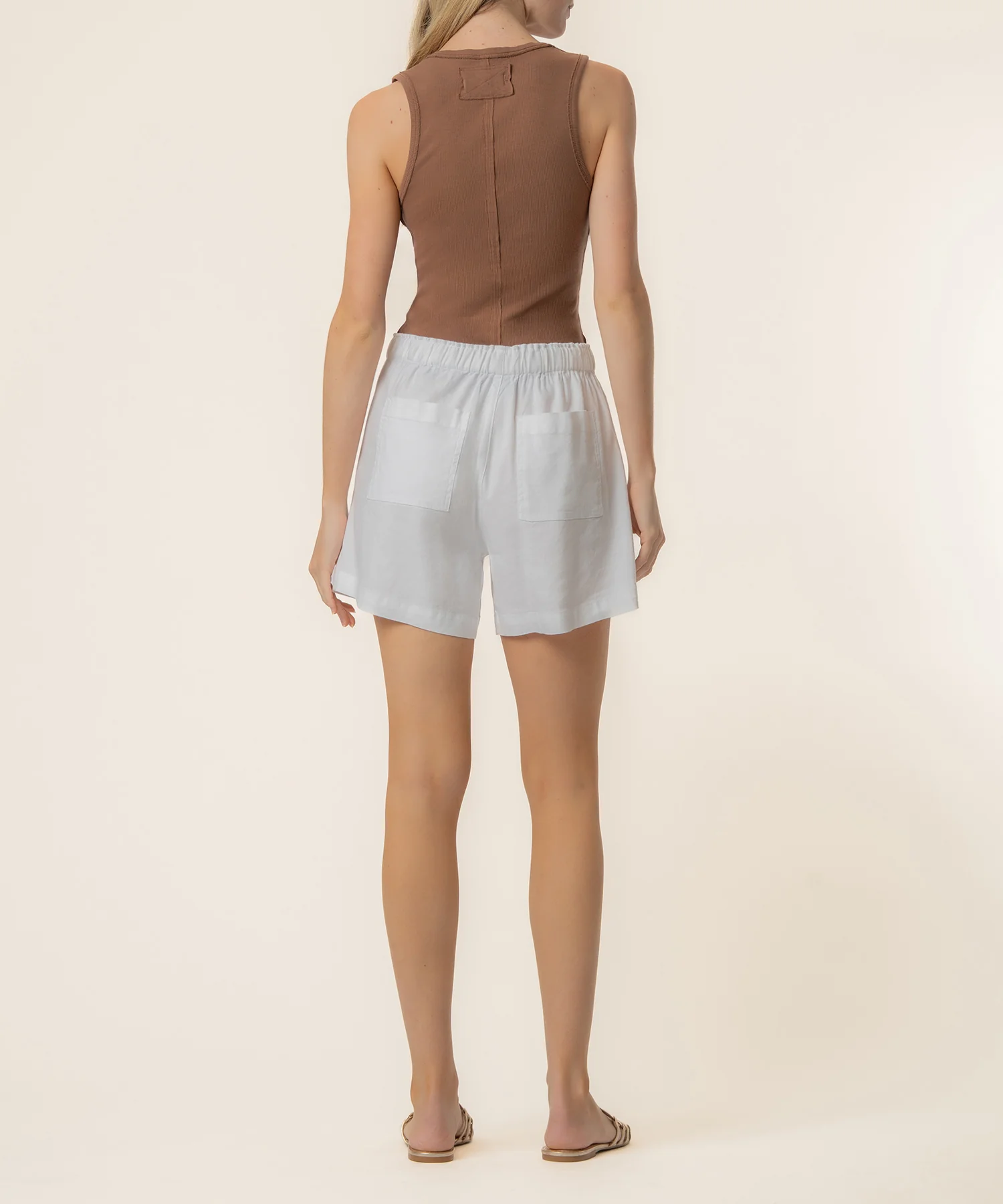 Preston Linen High Rise Short in White - Image 3