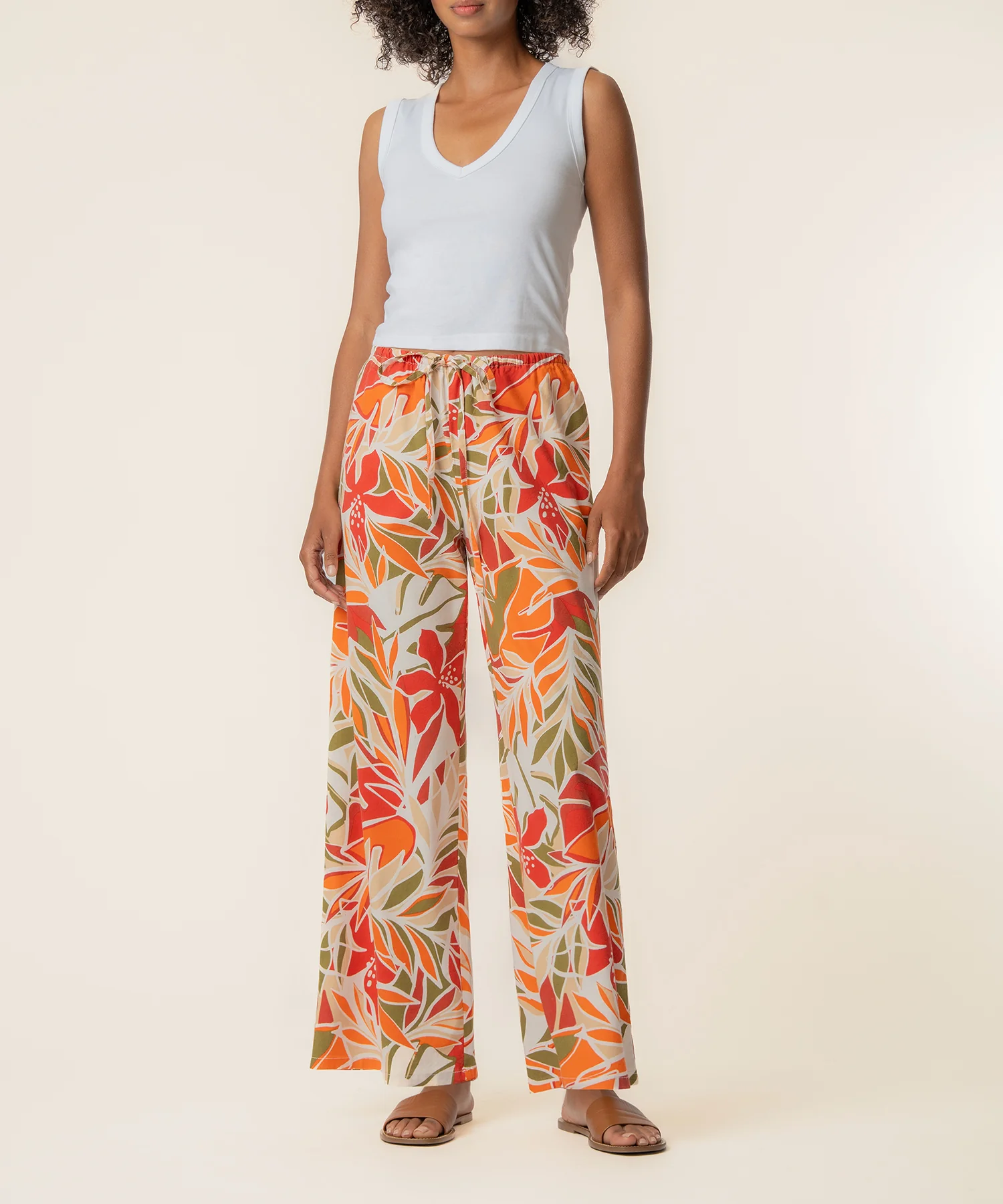 Meg Linen Wide leg Pant, Exclusive in Red Orange