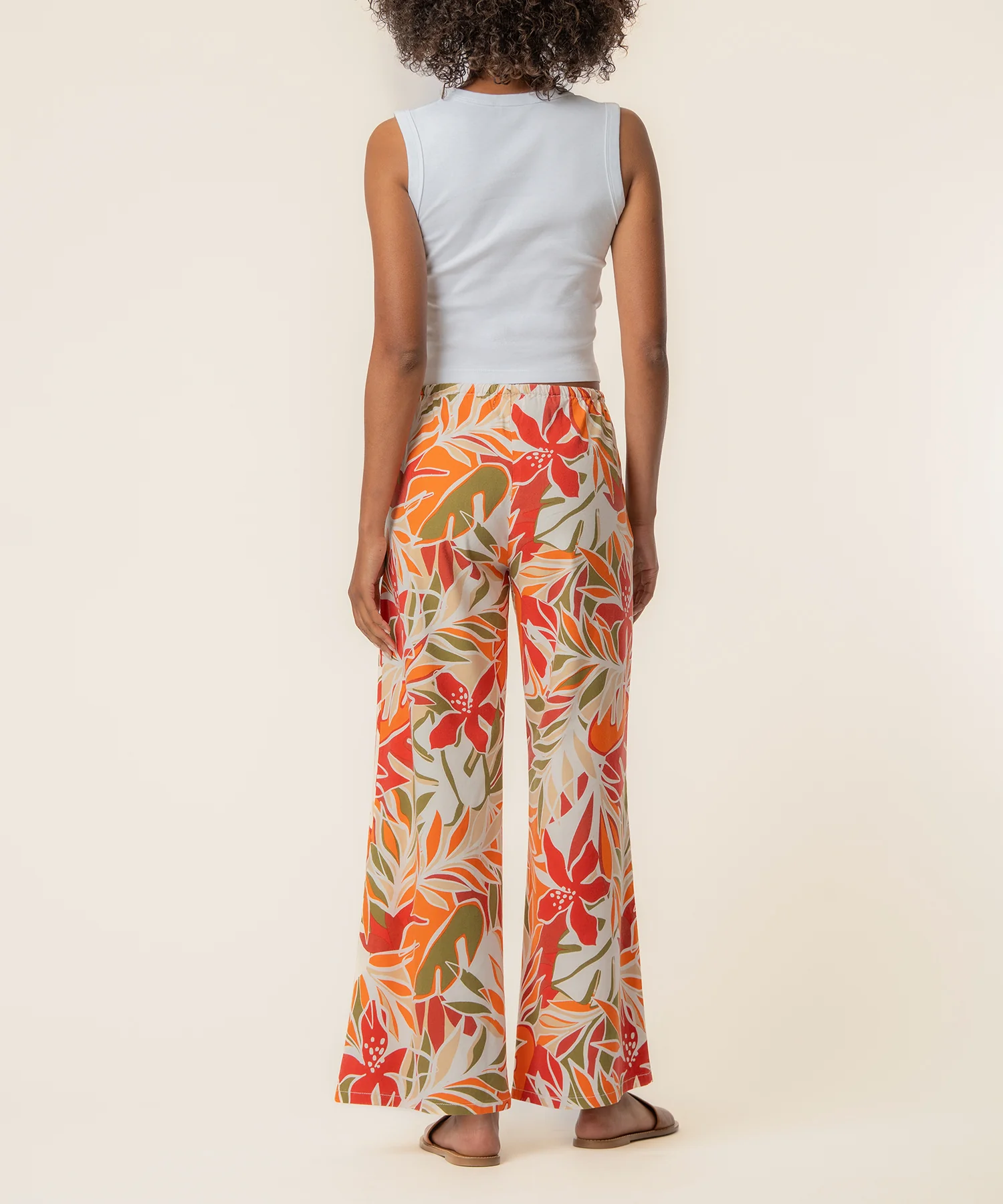 Meg Linen Wide leg Pant, Exclusive in Red Orange - Image 3