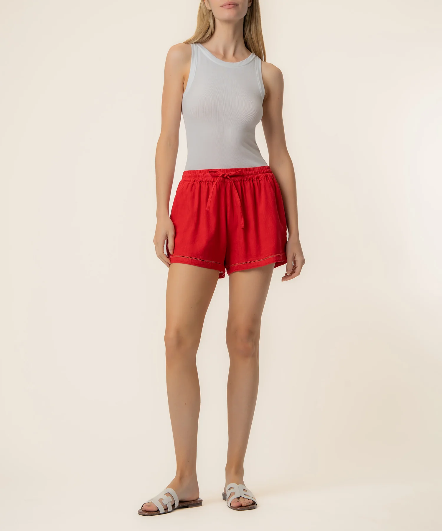 Aria Linen Short in Tomato