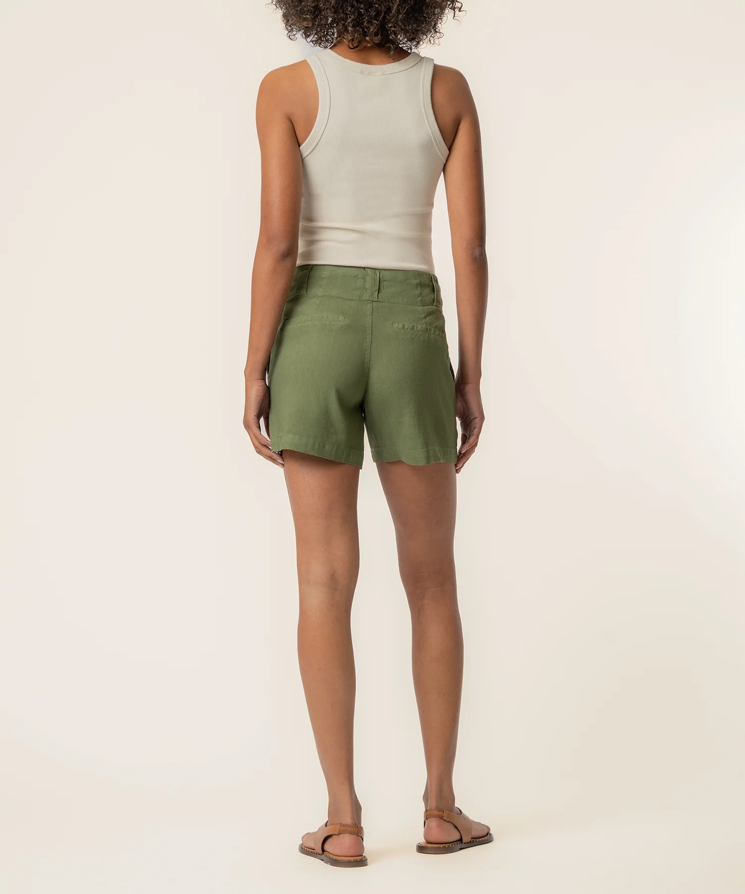 Katie Linen High Rise Short in Dill - Image 3