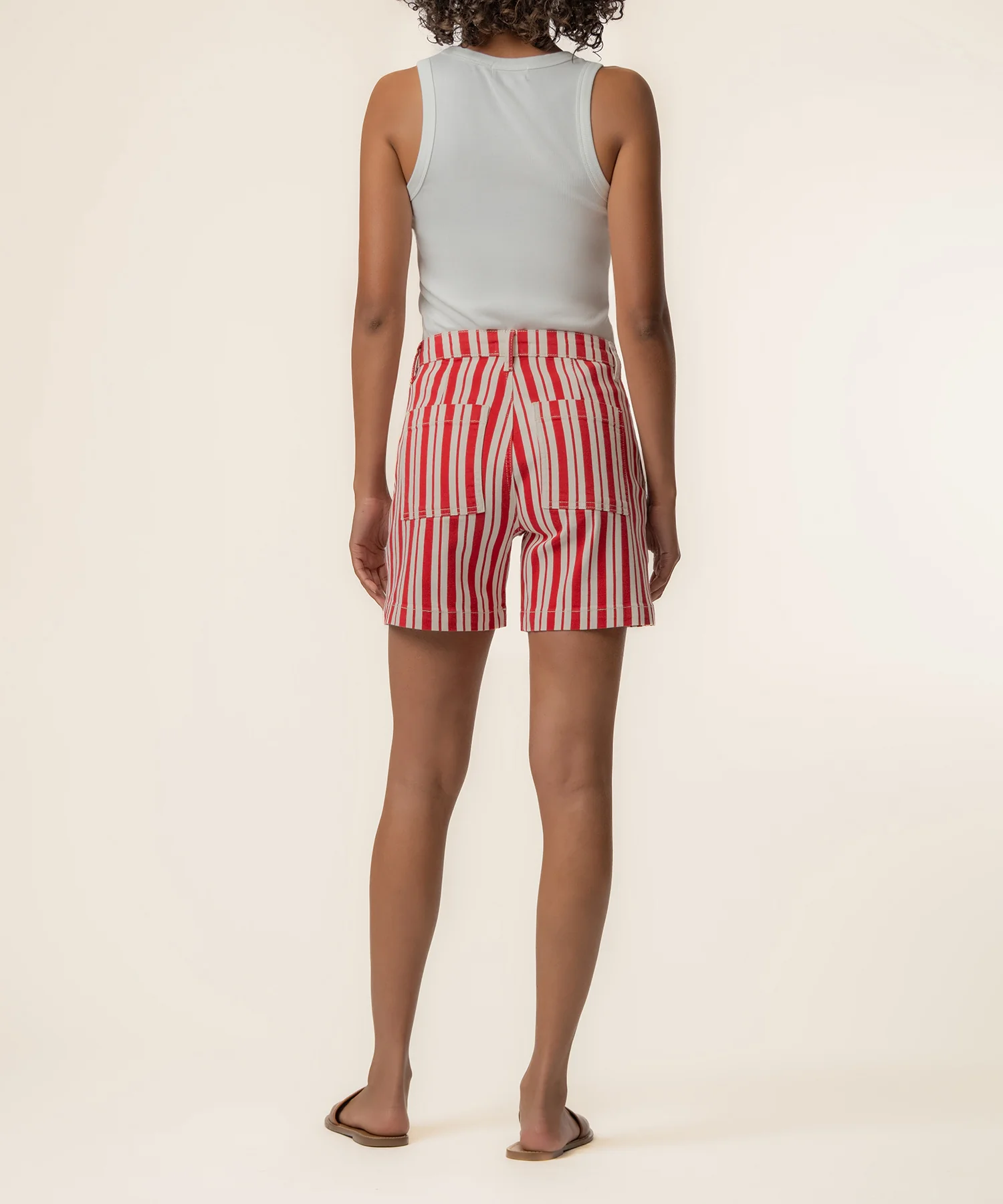 Ashton Twill Stripe Short, Exclusive in Red/Wht - Image 3