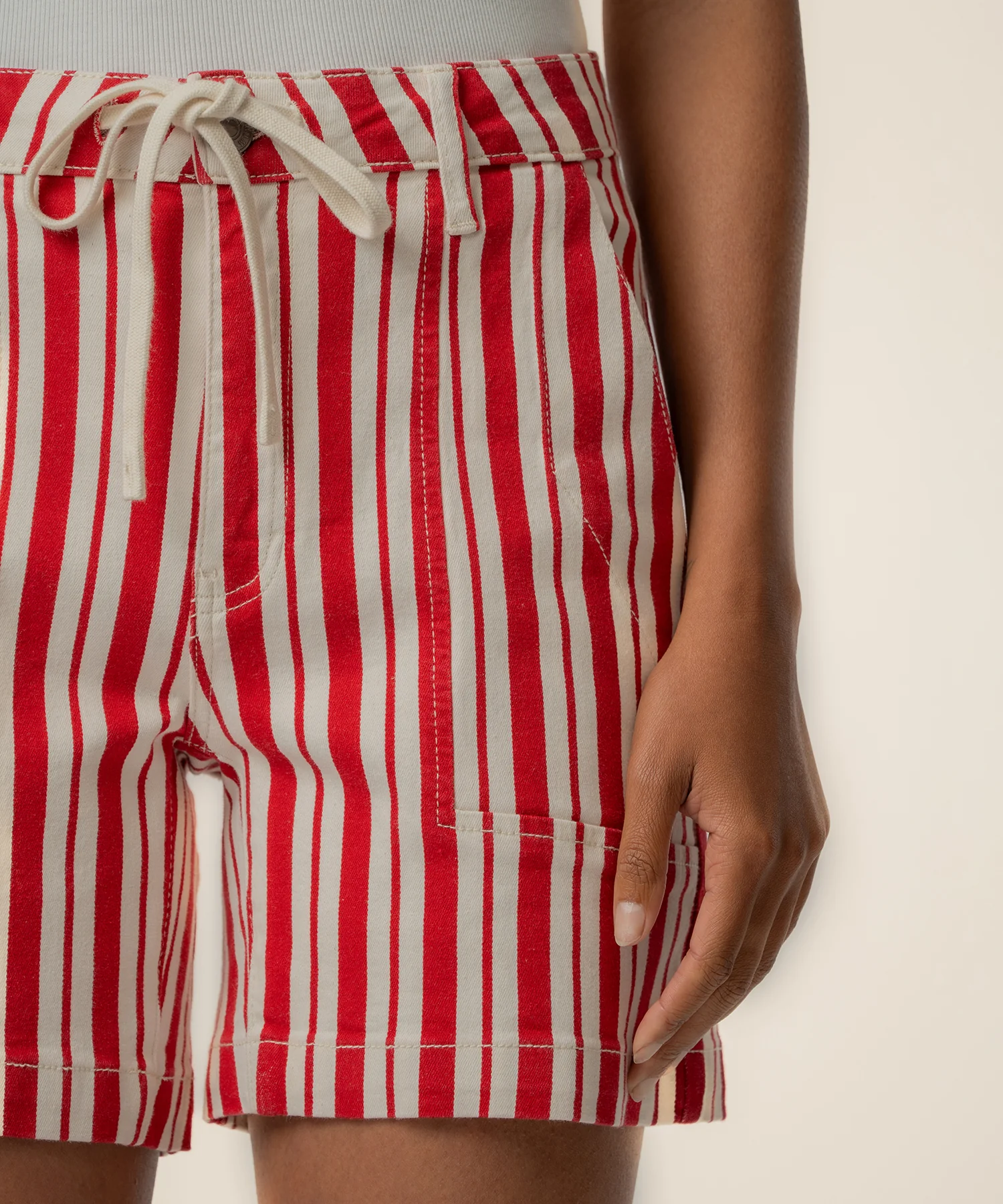 Ashton Twill Stripe Short, Exclusive in Red/Wht - Image 4