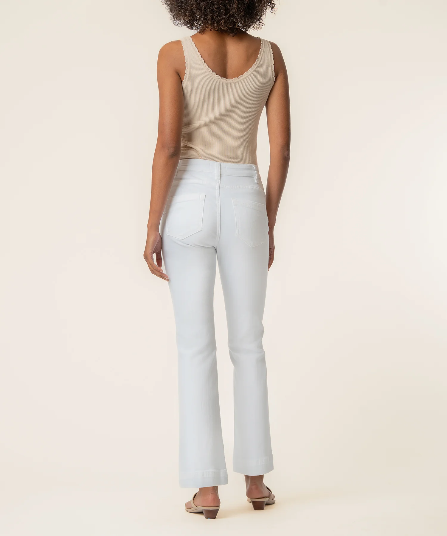 Kelsey Twill High Rise Flare in White - Image 3