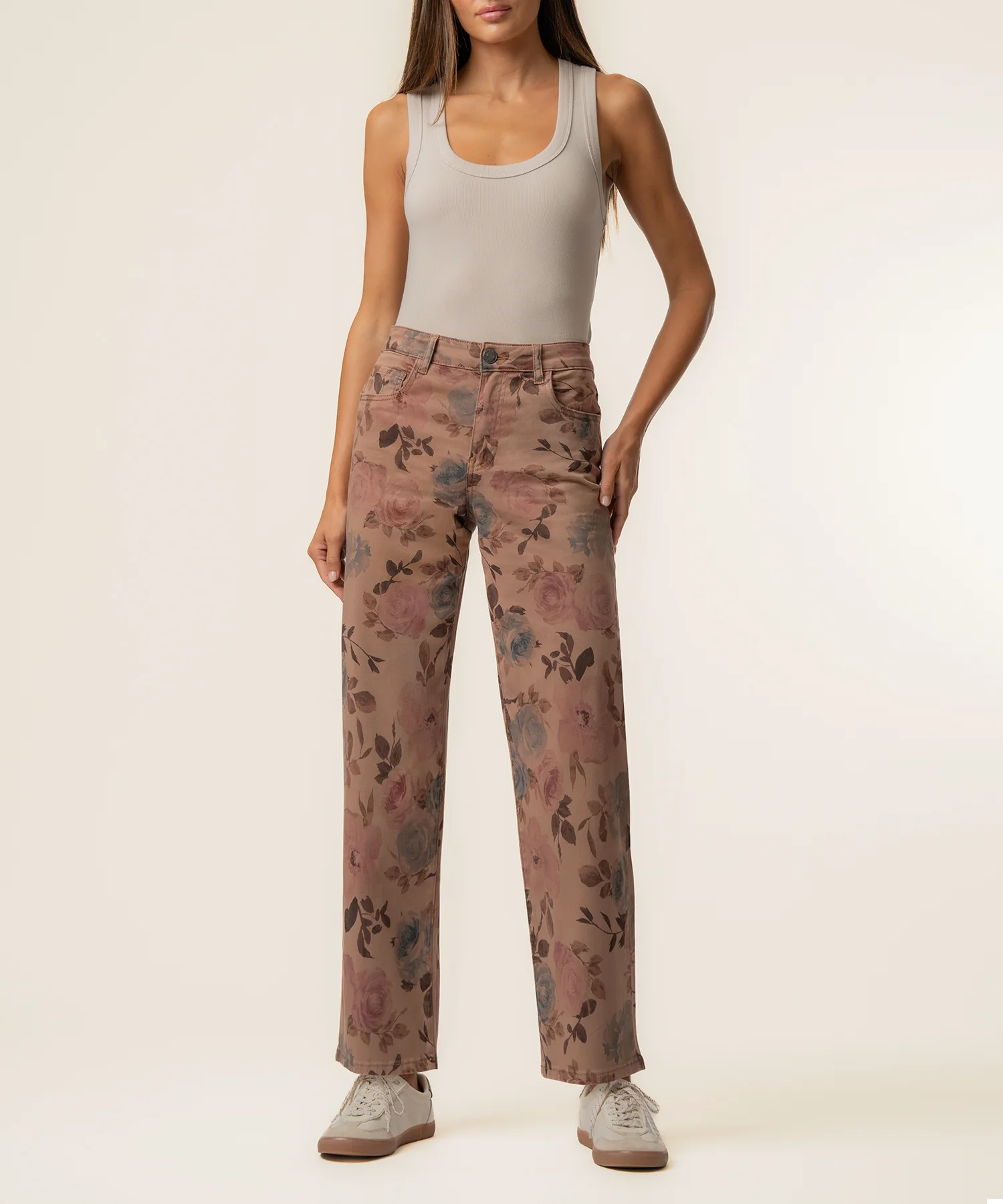 Charlotte Twill High Rise Wide Leg, Petite in Mauve