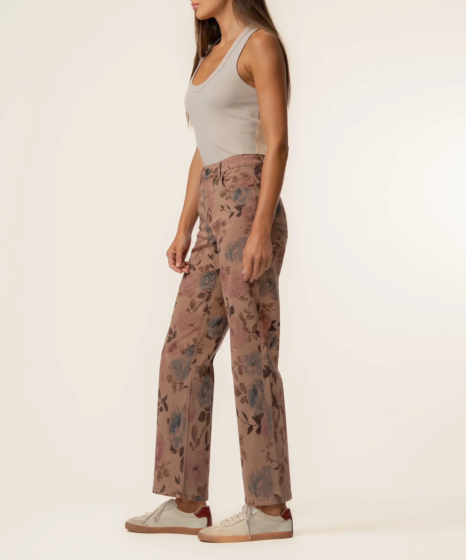 Charlotte Twill High Rise Wide Leg, Petite in Mauve - Image 2