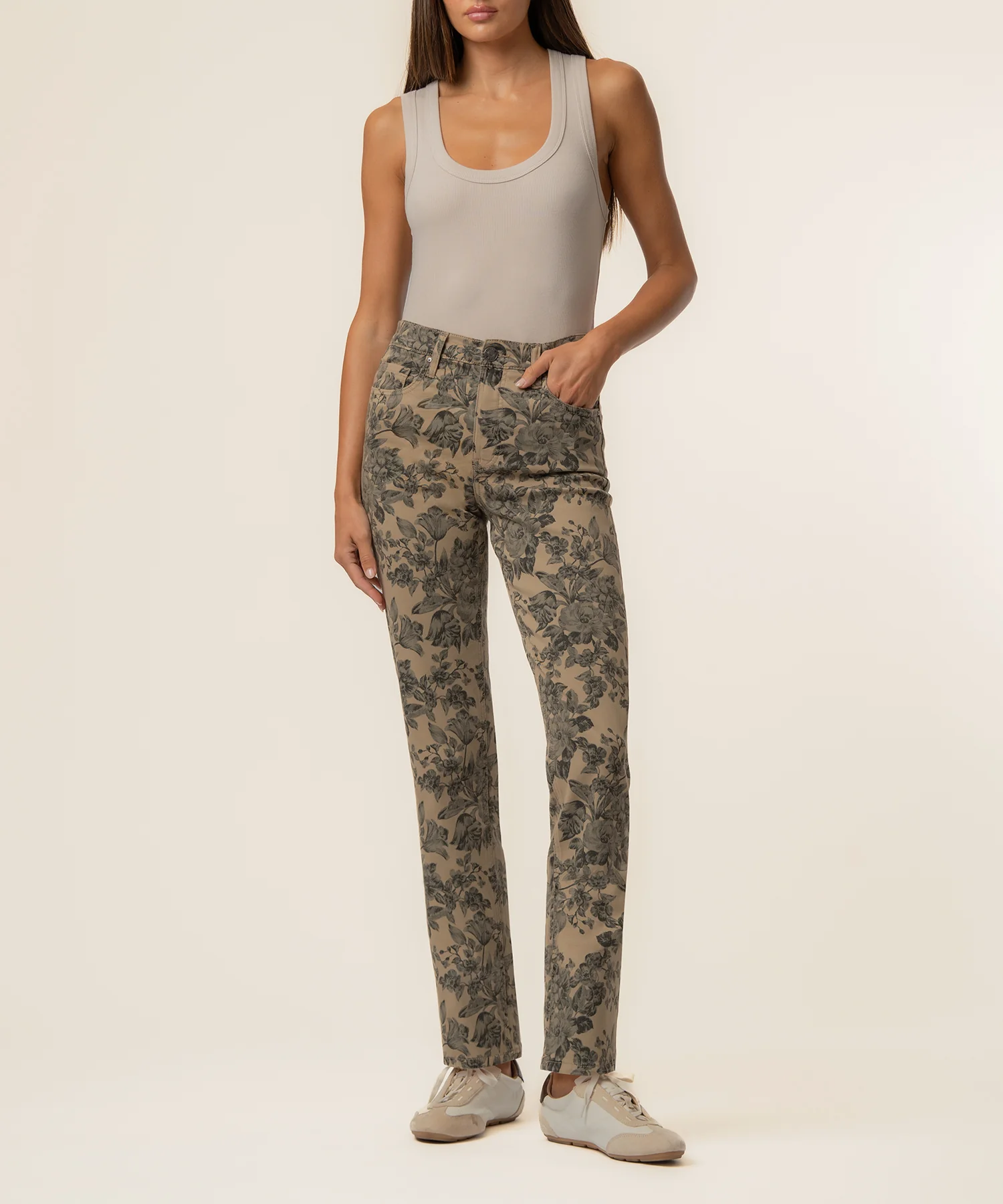 Blair Twill High Rise Straight Leg in Sand