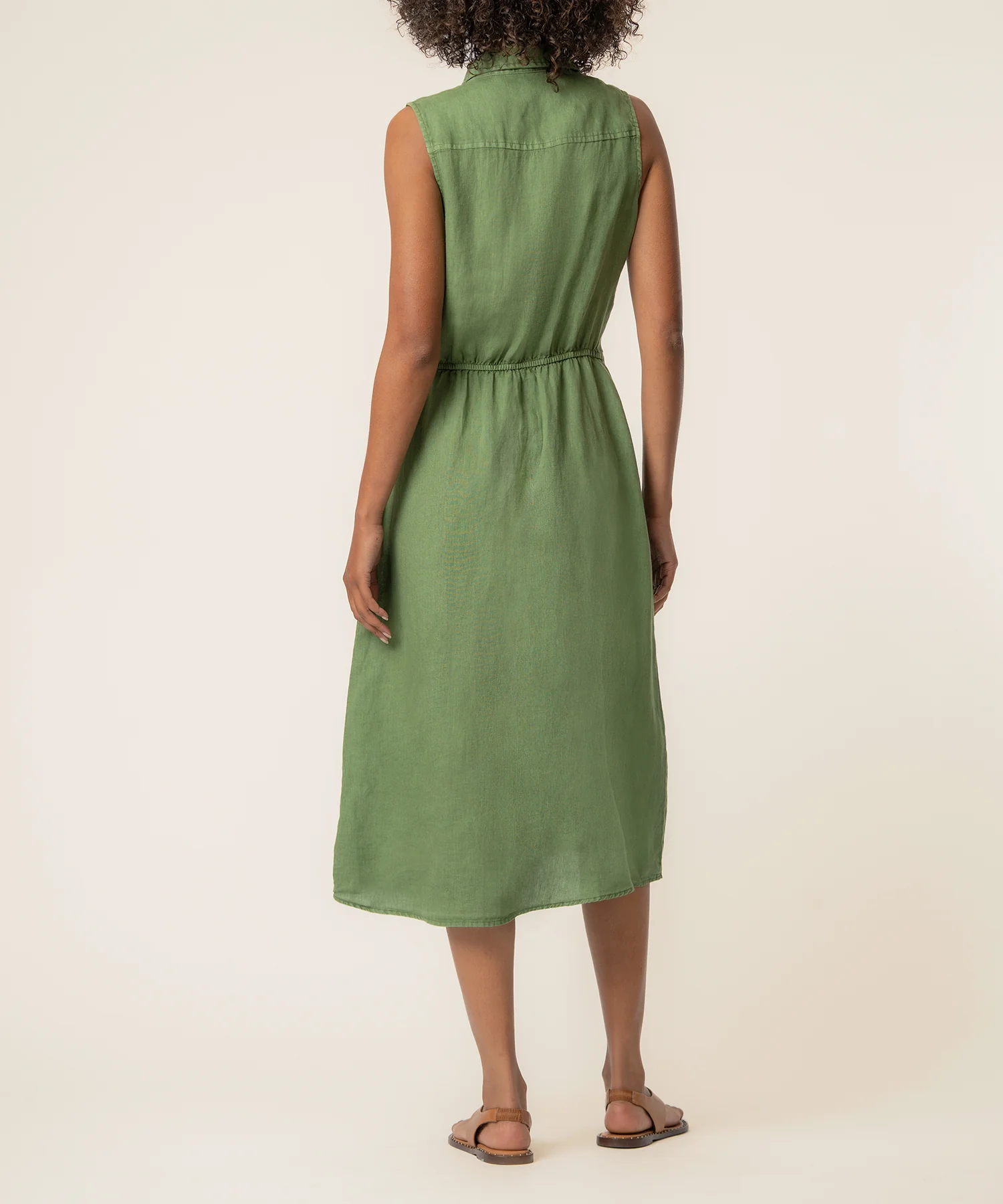 Bowie Linen Dress in Olive - Image 3